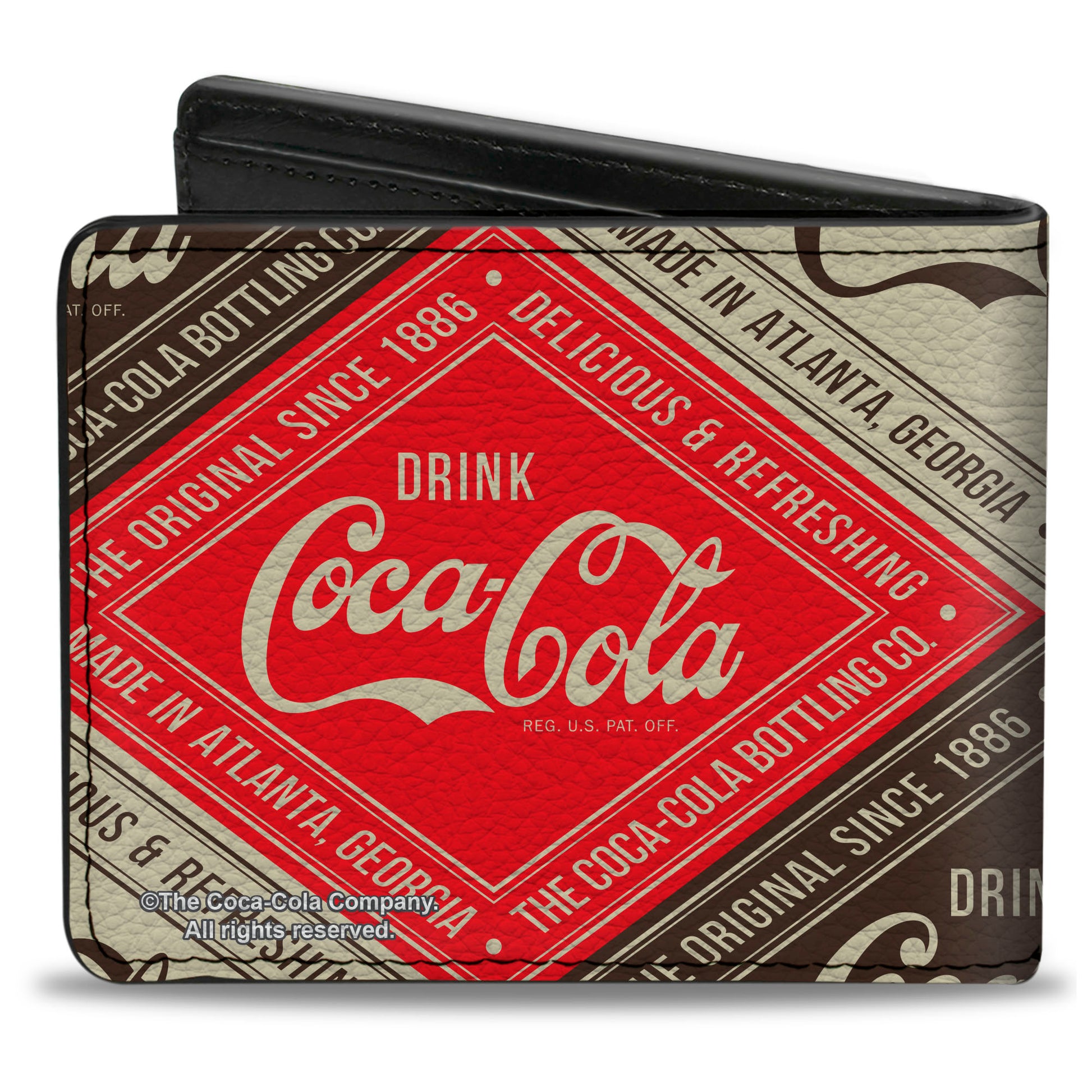 Bi-Fold Wallet - DRINK COCA-COLA DELICIOUS & REFRESHING Blocks Red/Brown/White Bi-Fold Wallets Coca-Cola