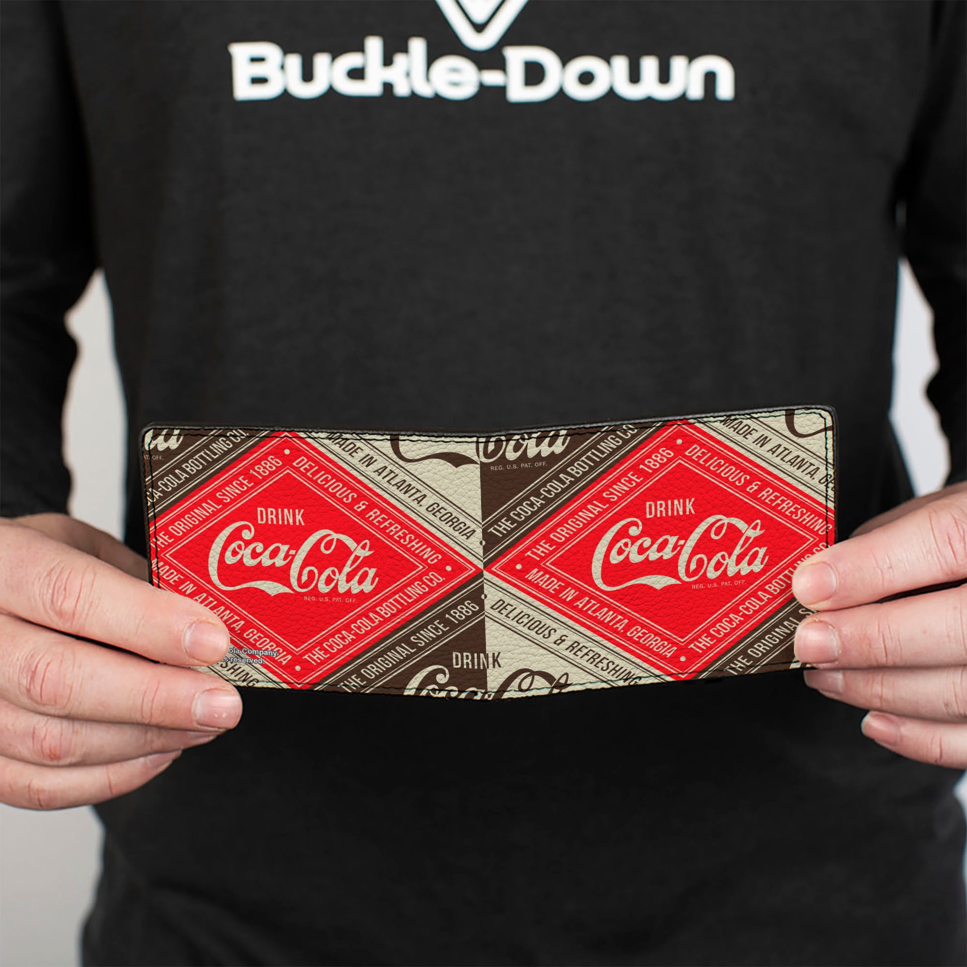 Bi-Fold Wallet - DRINK COCA-COLA DELICIOUS & REFRESHING Blocks Red/Brown/White Bi-Fold Wallets Coca-Cola