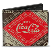 Bi-Fold Wallet - DRINK COCA-COLA DELICIOUS & REFRESHING Blocks Red/Brown/White Bi-Fold Wallets Coca-Cola