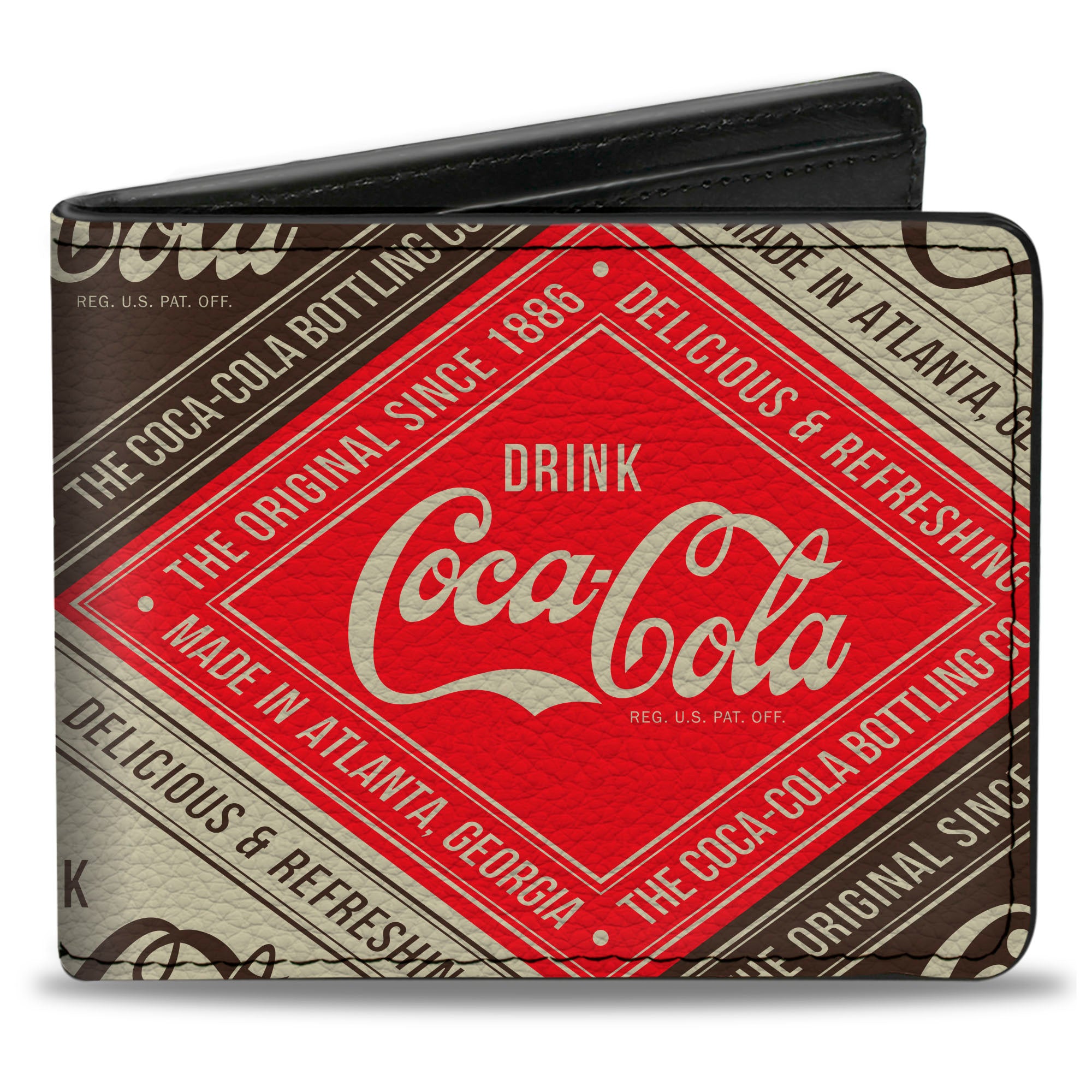Bi-Fold Wallet - DRINK COCA-COLA DELICIOUS & REFRESHING Blocks Red/Brown/White Bi-Fold Wallets Coca-Cola