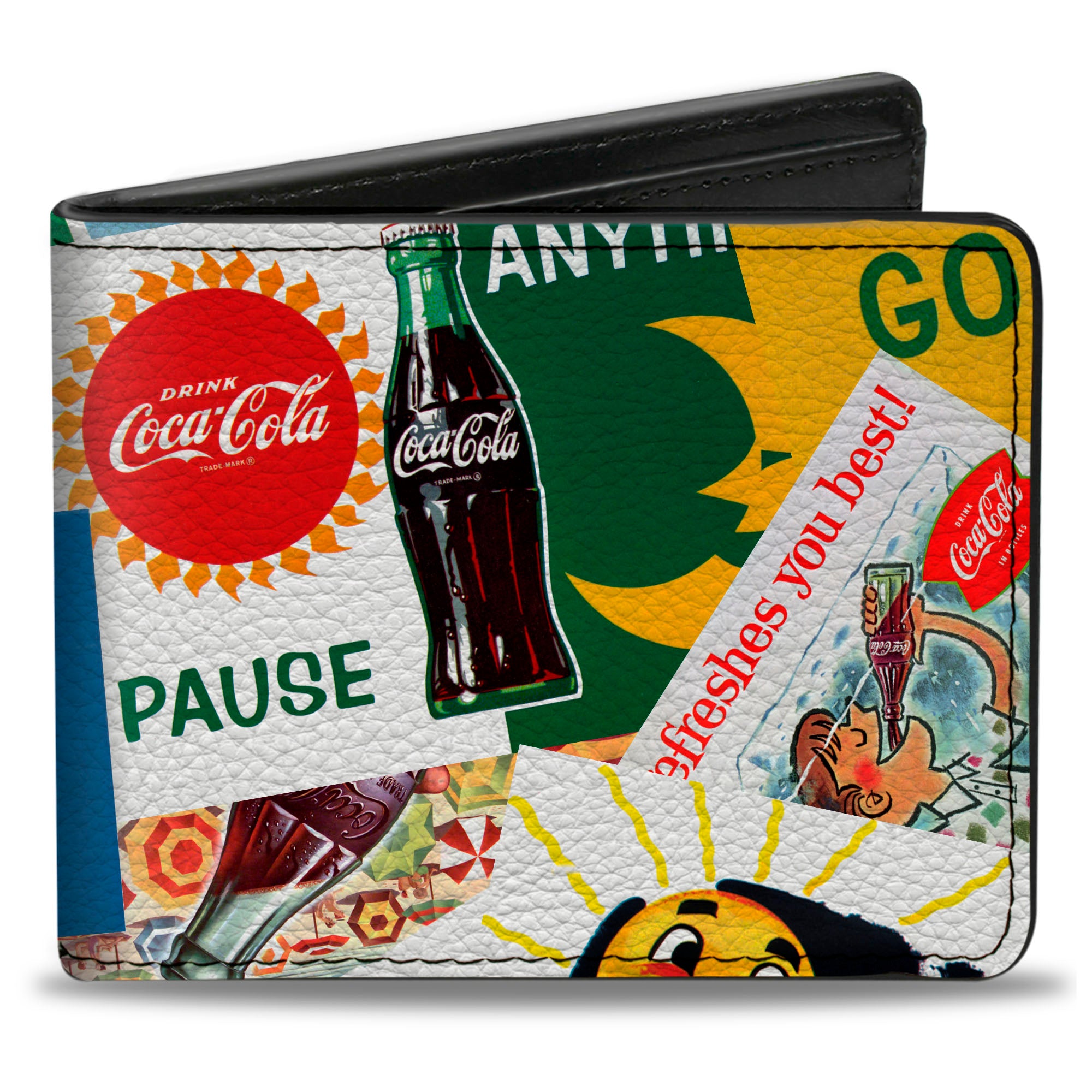 Bi-Fold Wallet - Vintage Coca-Cola COME BACK REFRESHED Ads and Icons Collage Bi-Fold Wallets Coca-Cola