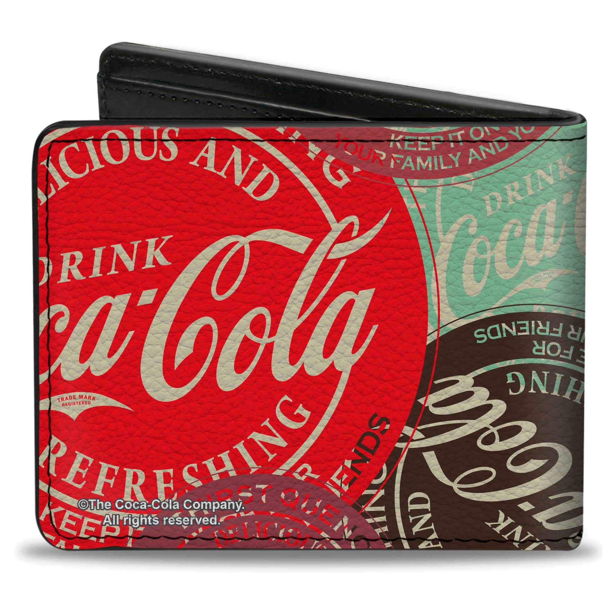 Bi-Fold Wallet - DRINK COCA-COLA Coke Patches Stacked Reds/Multi Color Bi-Fold Wallets Coca-Cola
