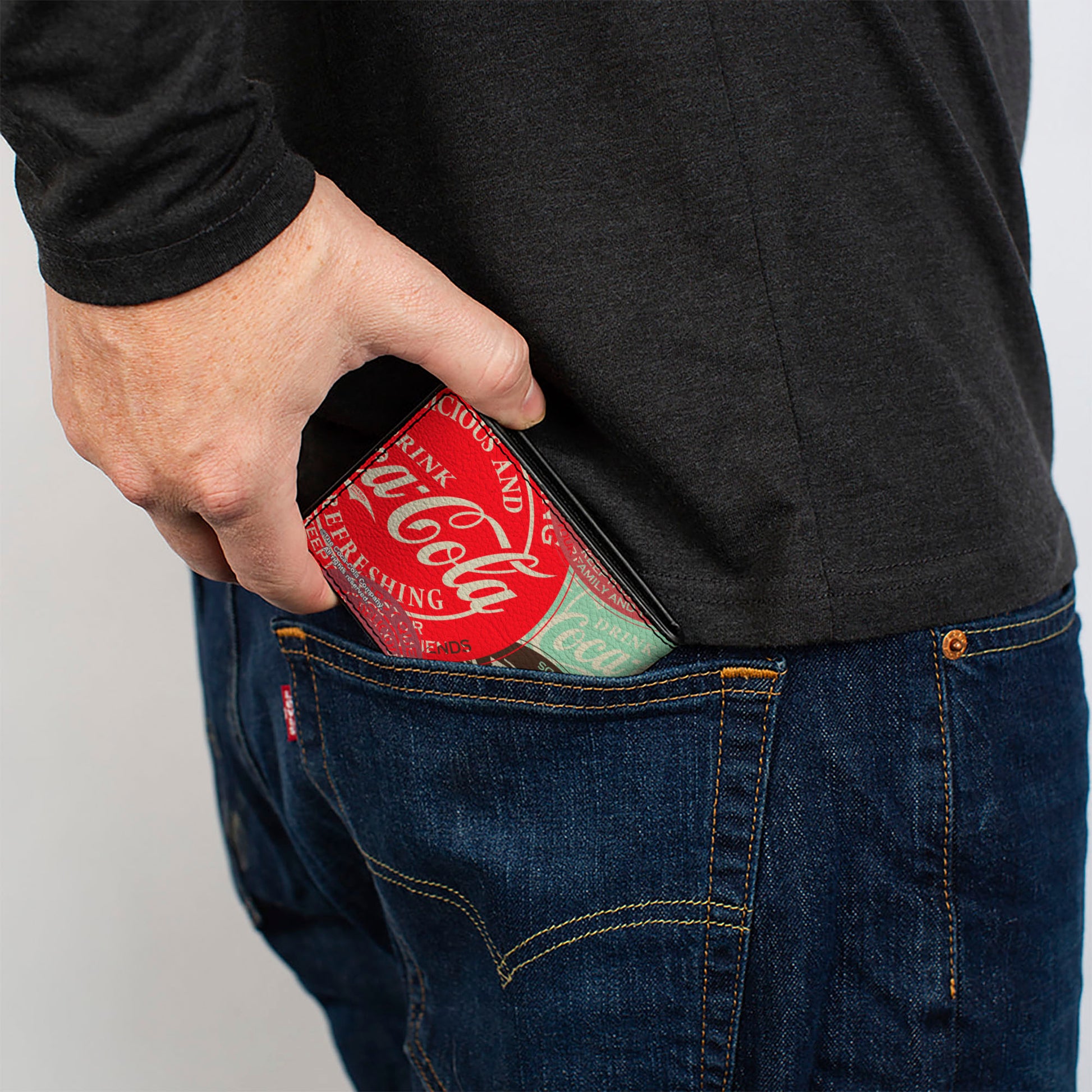 Bi-Fold Wallet - DRINK COCA-COLA Coke Patches Stacked Reds/Multi Color Bi-Fold Wallets Coca-Cola