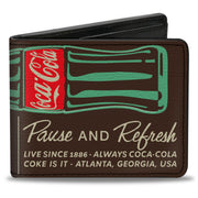 Bi-Fold Wallet - DRINK COCA-COLA PAUSE AND REFRESH Bottle Brown/White Bi-Fold Wallets Coca-Cola