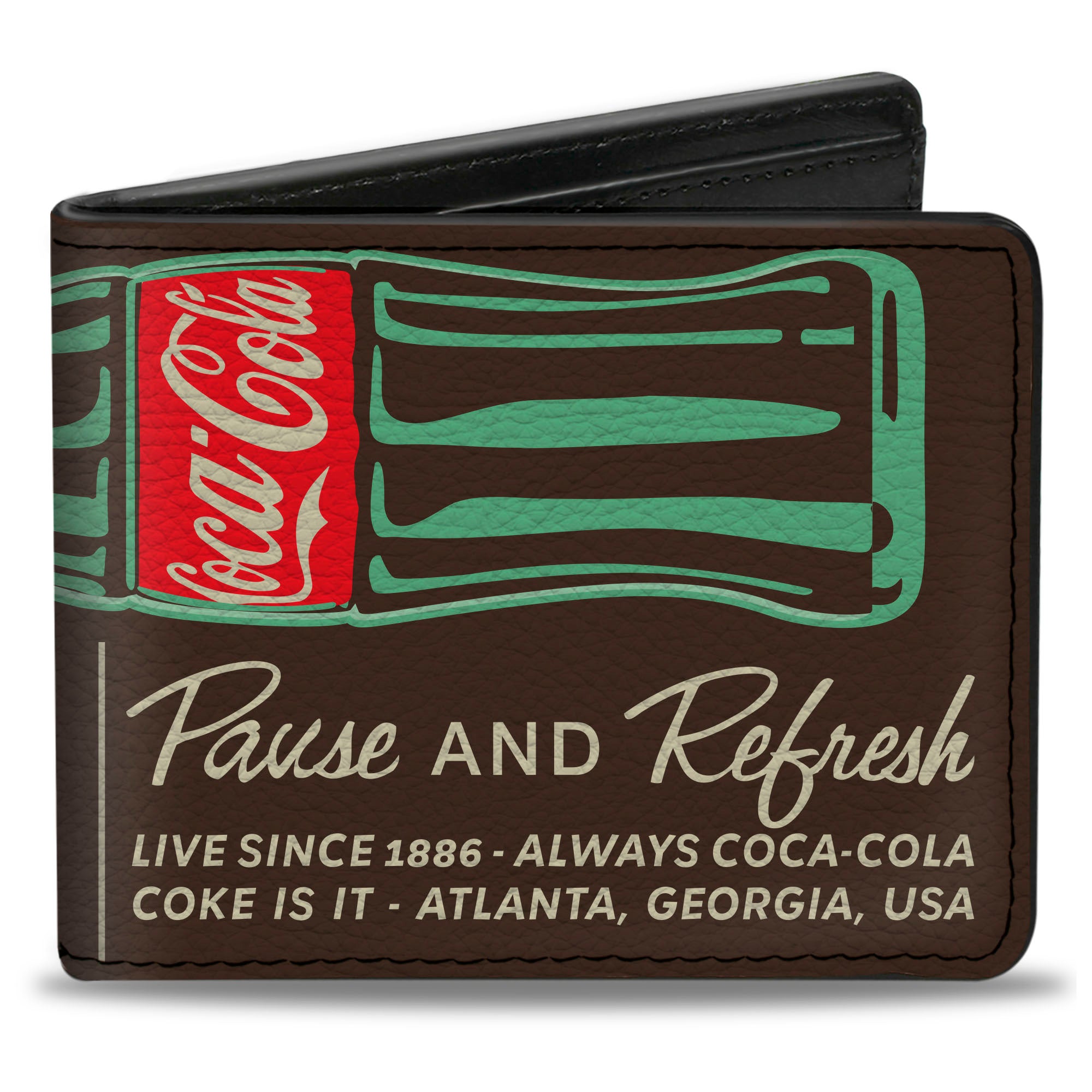 Bi-Fold Wallet - DRINK COCA-COLA PAUSE AND REFRESH Bottle Brown/White Bi-Fold Wallets Coca-Cola