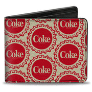 Bi-Fold Wallet - Coca-Cola COKE Bottle Caps Collage White/Red Bi-Fold Wallets Coca-Cola