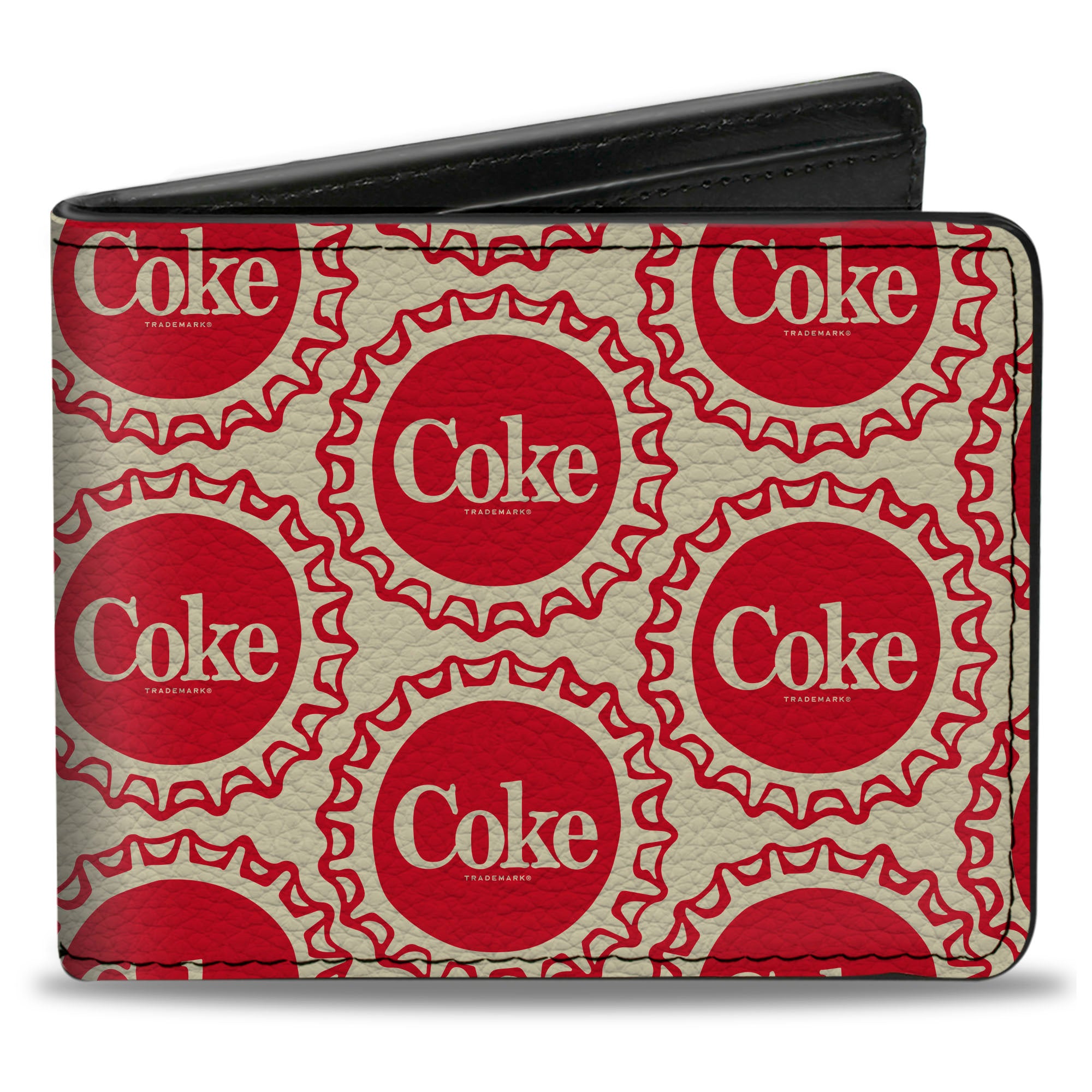 Bi-Fold Wallet - Coca-Cola COKE Bottle Caps Collage White/Red Bi-Fold Wallets Coca-Cola
