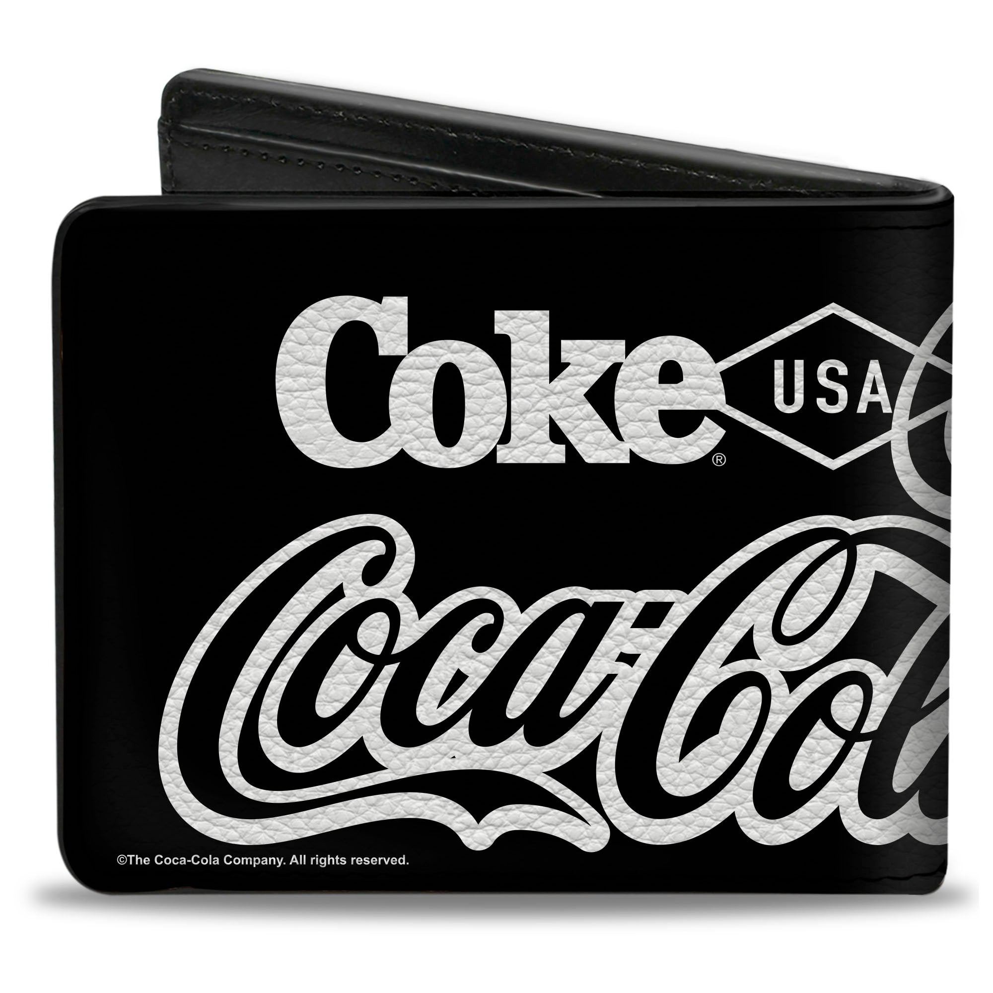 Bi-Fold Wallet - COCA-COLA COKE Typography IT'S THE REAL THING Black/White Bi-Fold Wallets Coca-Cola