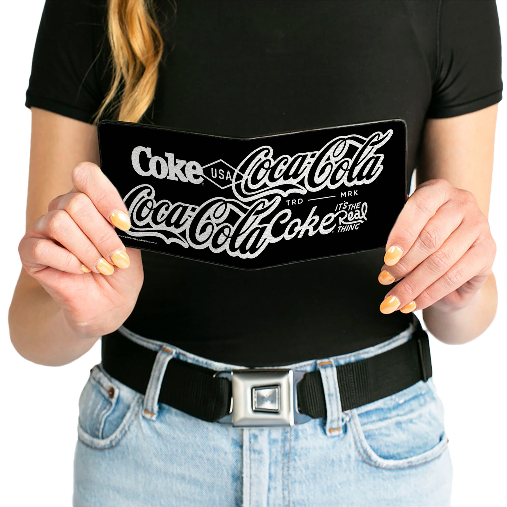 Bi-Fold Wallet - COCA-COLA COKE Typography IT'S THE REAL THING Black/White Bi-Fold Wallets Coca-Cola
