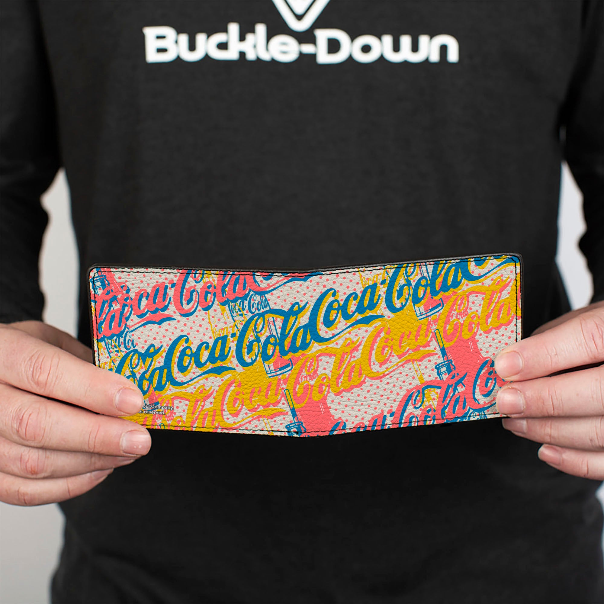 Bi-Fold Wallet - COCA-COLA Script Logo Stacked Pop Art White/Multi Pastel Bi-Fold Wallets Coca-Cola