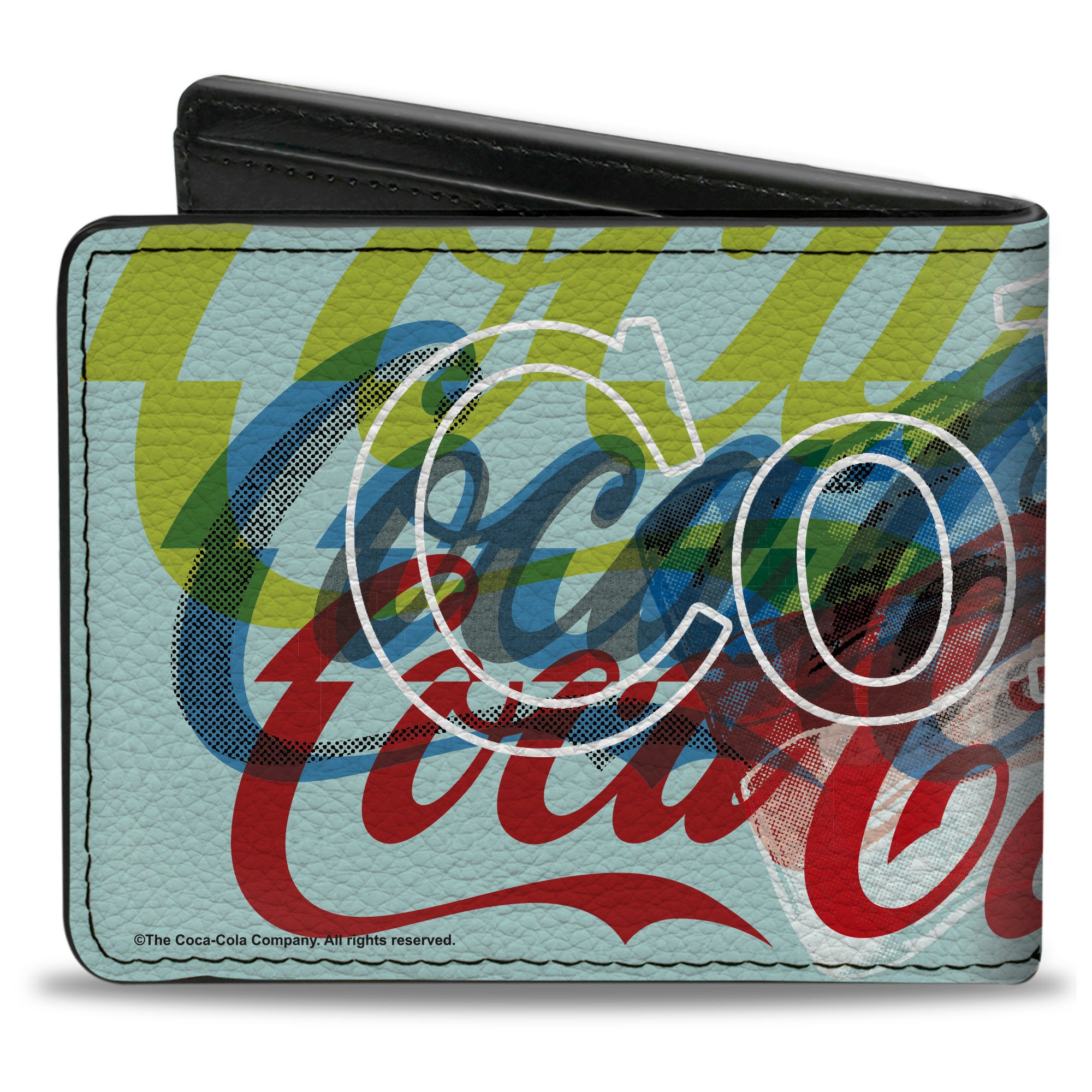Bi-Fold Wallet - COCA-COLA COKE Logos and Bottle Pop Art White/Multi Color Bi-Fold Wallets Coca-Cola