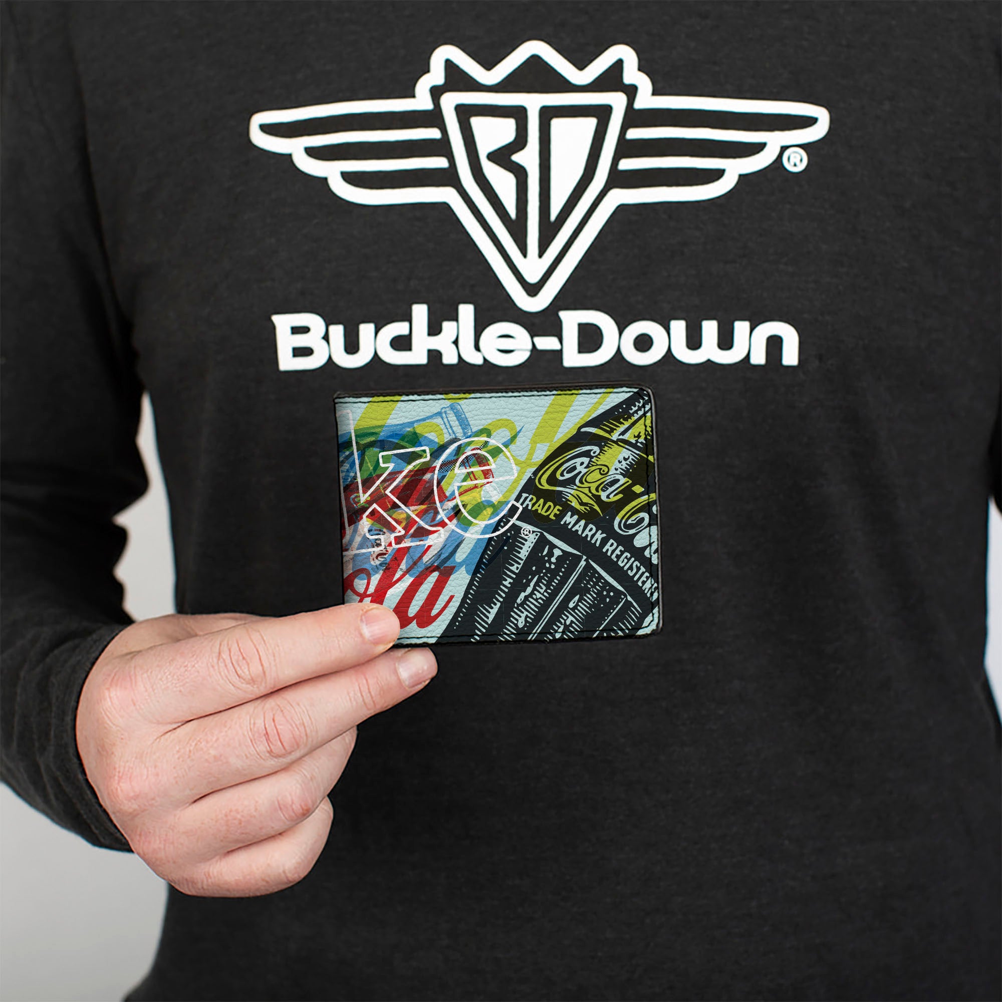 Bi-Fold Wallet - COCA-COLA COKE Logos and Bottle Pop Art White/Multi Color Bi-Fold Wallets Coca-Cola