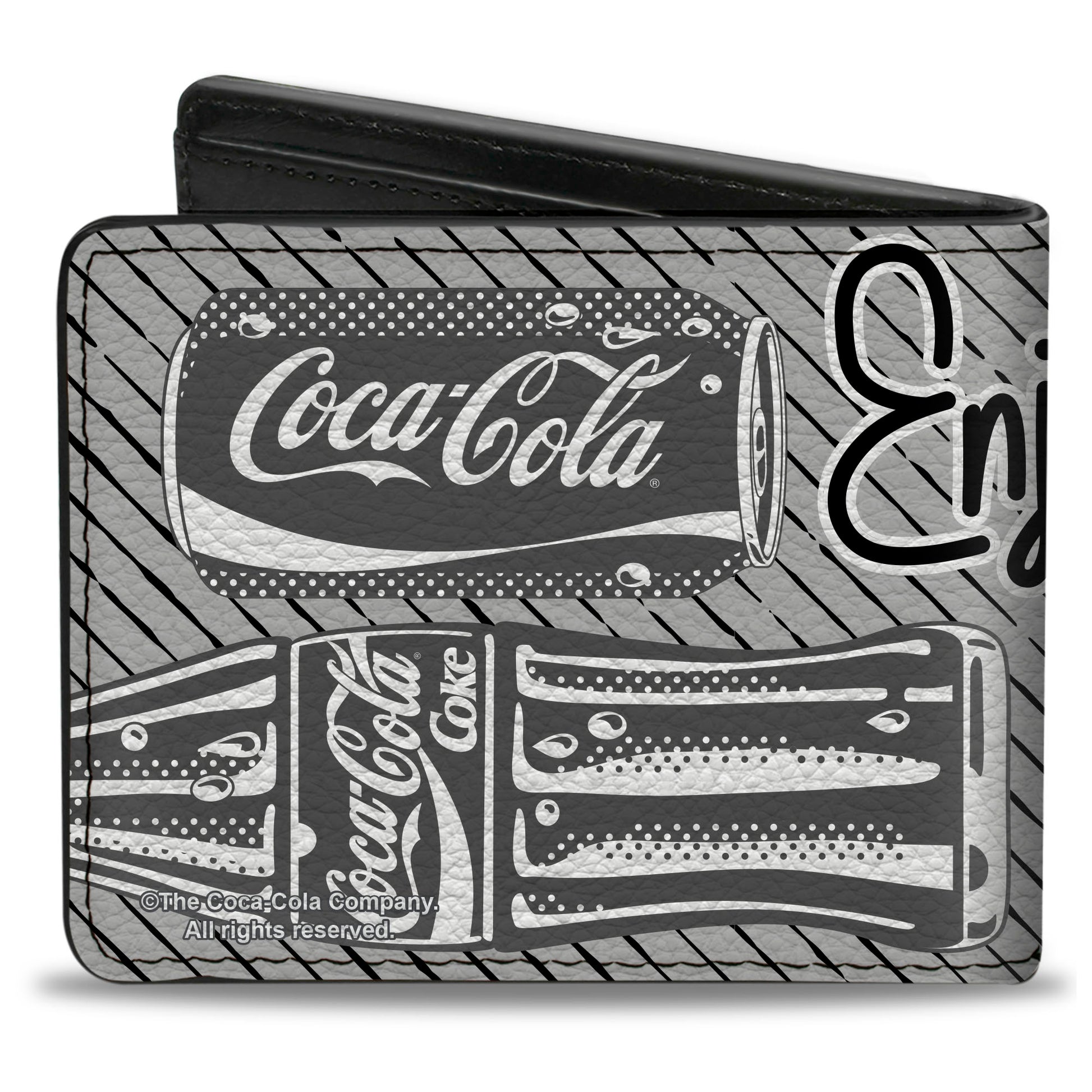 Bi-Fold Wallet - Coca-Cola ENJOY REFRESH Can and Bottle Grays/White/Black Bi-Fold Wallets Coca-Cola
