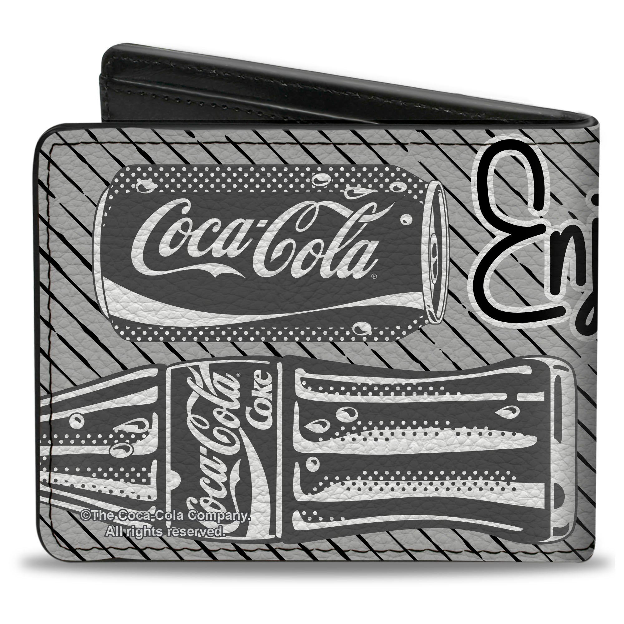 Bi-Fold Wallet - Coca-Cola ENJOY REFRESH Can and Bottle Grays/White/Black Bi-Fold Wallets Coca-Cola
