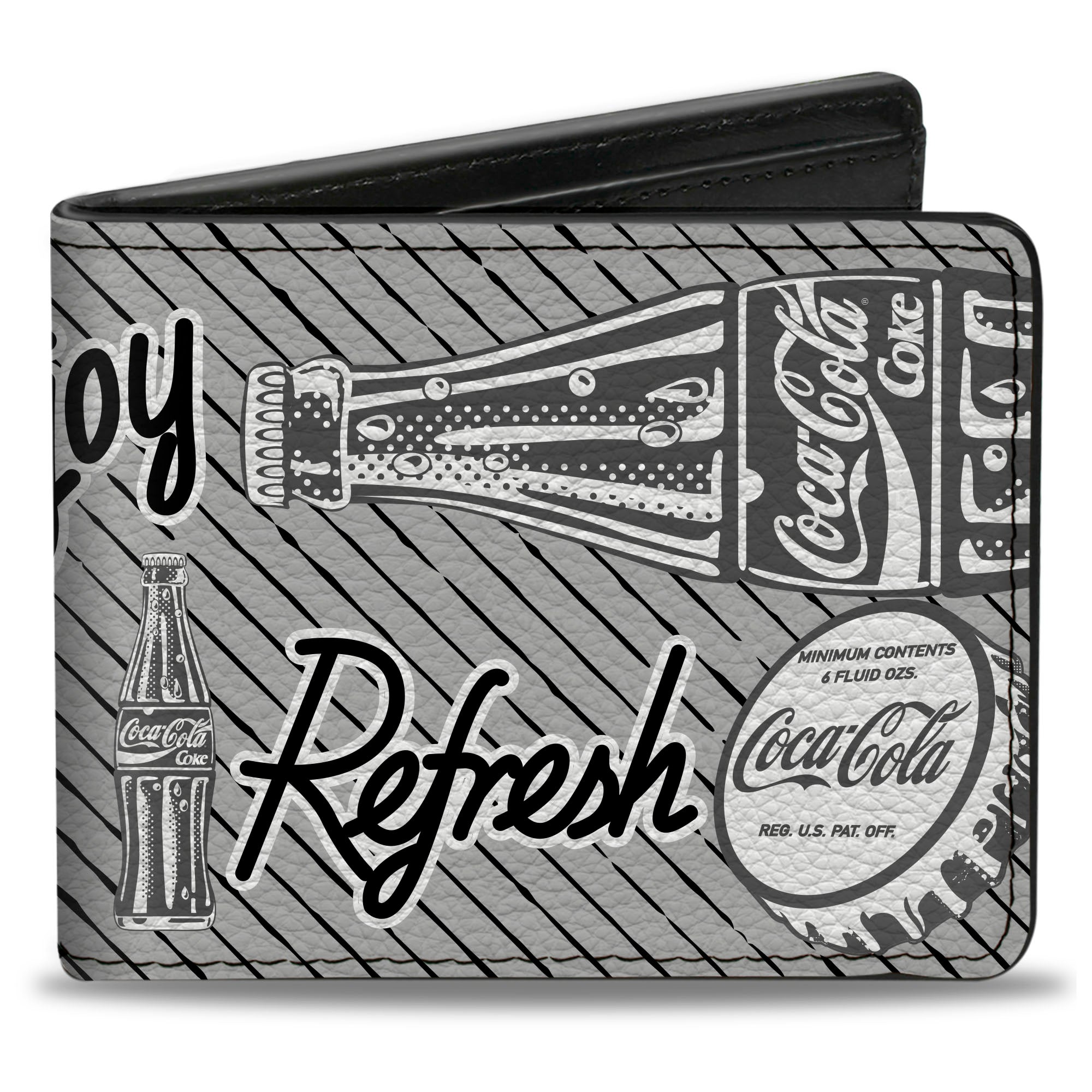 Bi-Fold Wallet - Coca-Cola ENJOY REFRESH Can and Bottle Grays/White/Black Bi-Fold Wallets Coca-Cola
