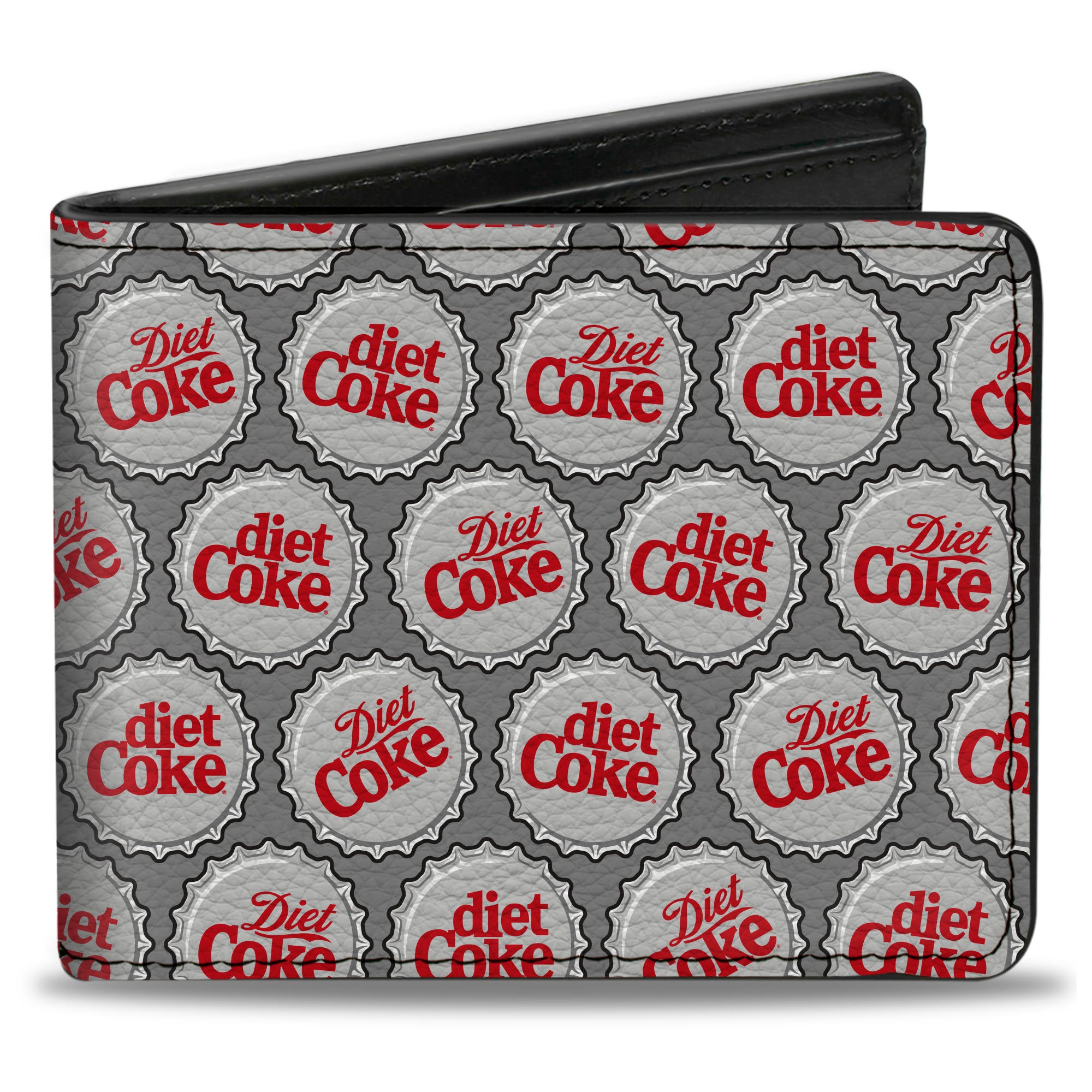 Bi-Fold Wallet - DIET COKE Bottle Caps Collage Grays/White/Red Bi-Fold Wallets Coca-Cola