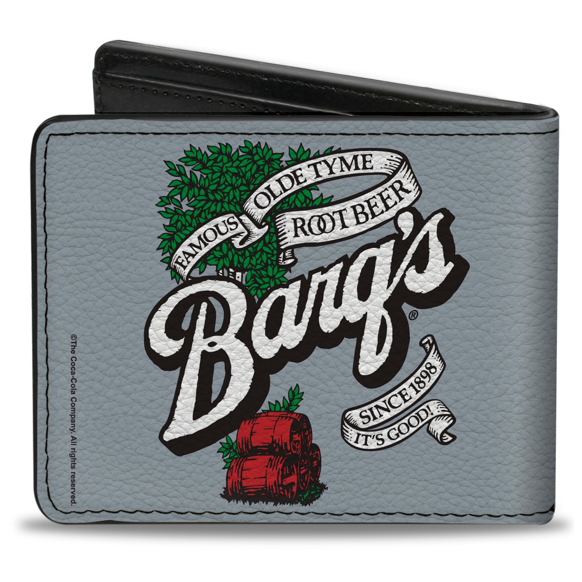 Bi-Fold Wallet - BARQ'S OLD TYME ROOT BEER Barrels Logo Gray Bi-Fold Wallets Coca-Cola