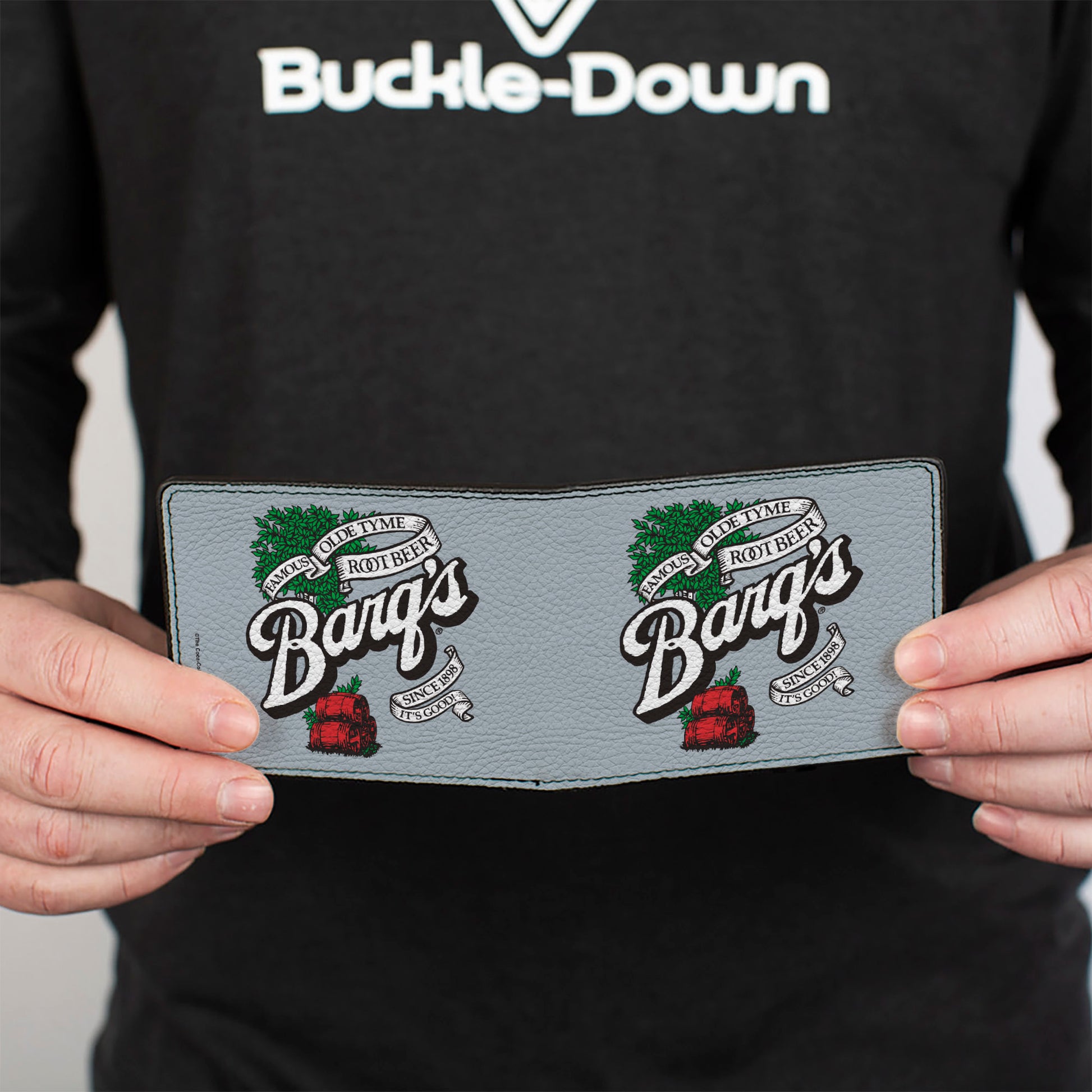 Bi-Fold Wallet - BARQ'S OLD TYME ROOT BEER Barrels Logo Gray Bi-Fold Wallets Coca-Cola
