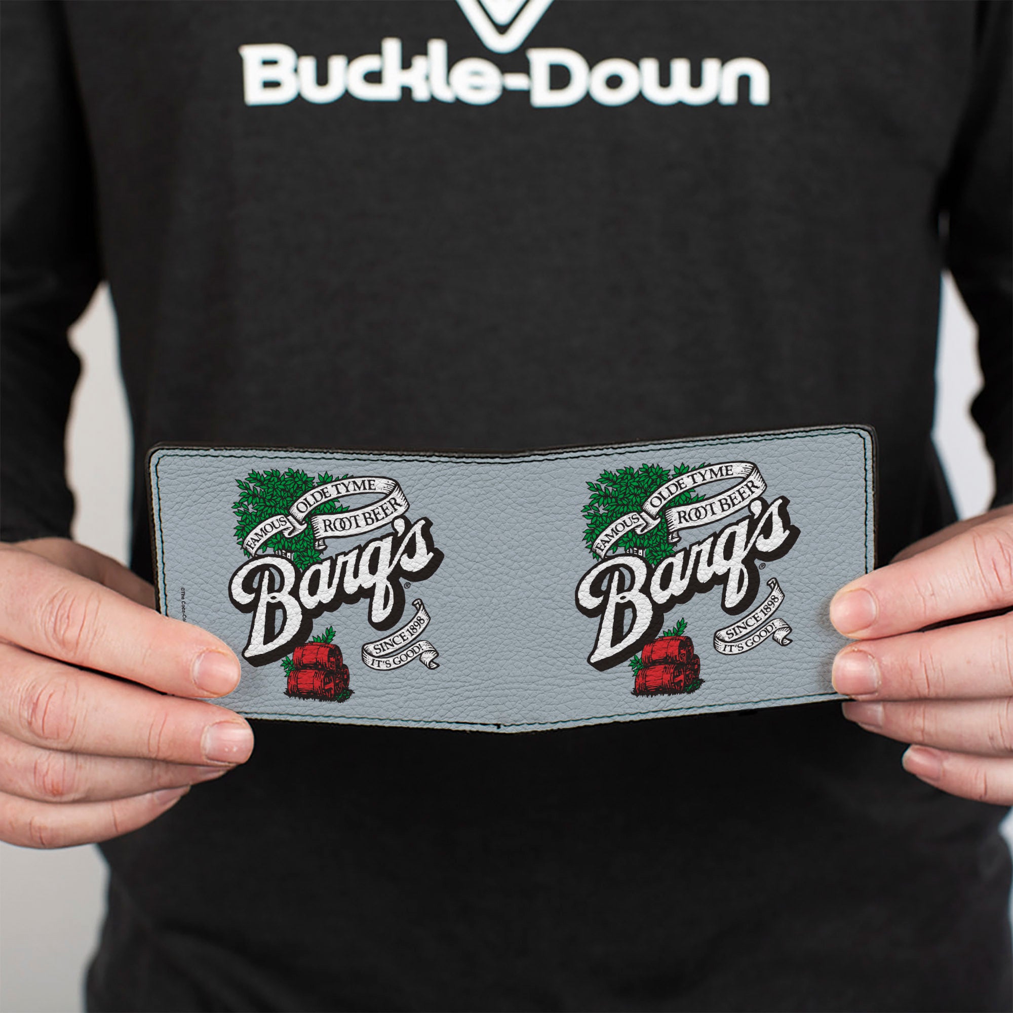 Bi-Fold Wallet - BARQ'S OLD TYME ROOT BEER Barrels Logo Gray Bi-Fold Wallets Coca-Cola