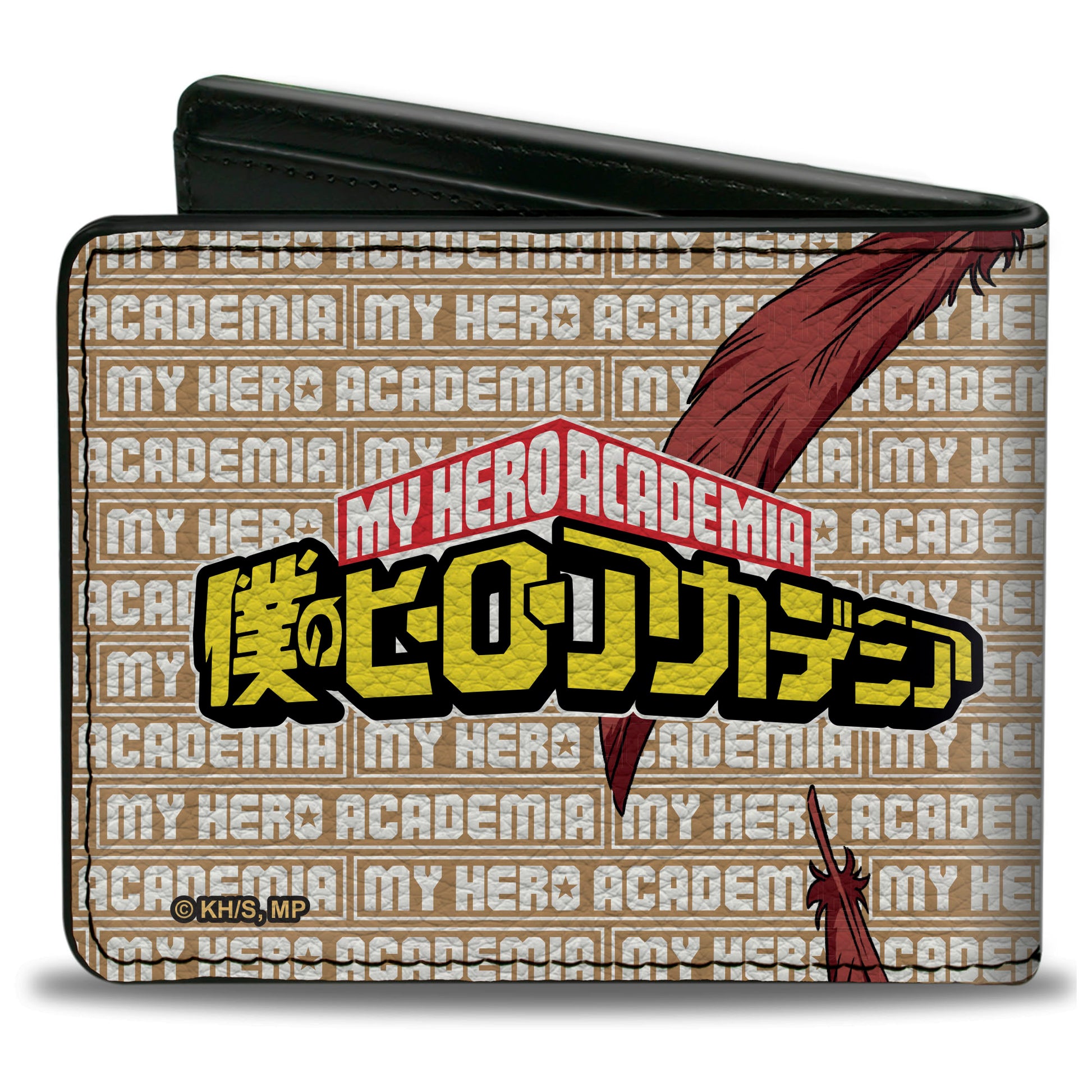 Bi-Fold Wallet - MY HERO ACADEMIA Hawks Pose with Text and Title Logo Tan/White Bi-Fold Wallets My Hero Academia