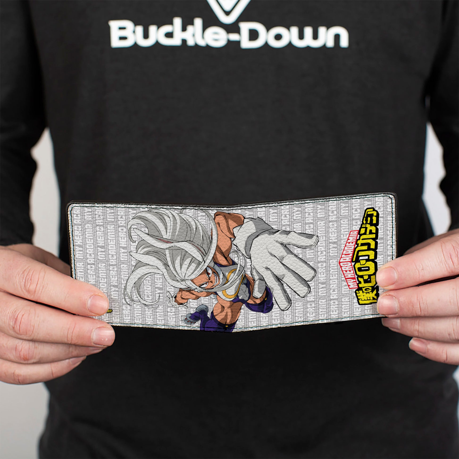 Bi-Fold Wallet - MY HERO ACADEMIA Rumi Usagiyama Pose with Text and Title Logo Gray/White Bi-Fold Wallets My Hero Academia