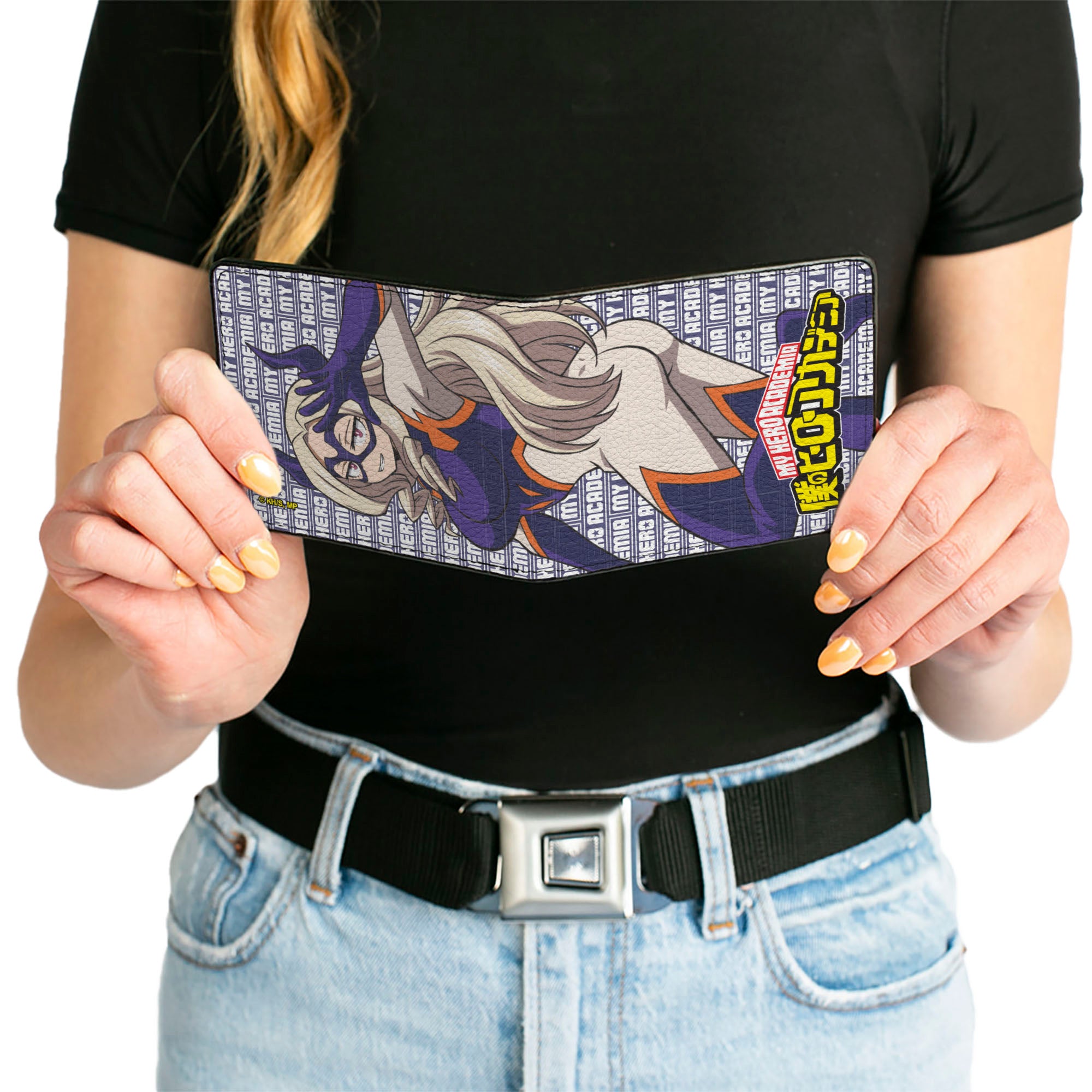 Bi-Fold Wallet - MY HERO ACADEMIA Pro Hero Mt. Lady Pose and Title Logo Purple/White Bi-Fold Wallets My Hero Academia