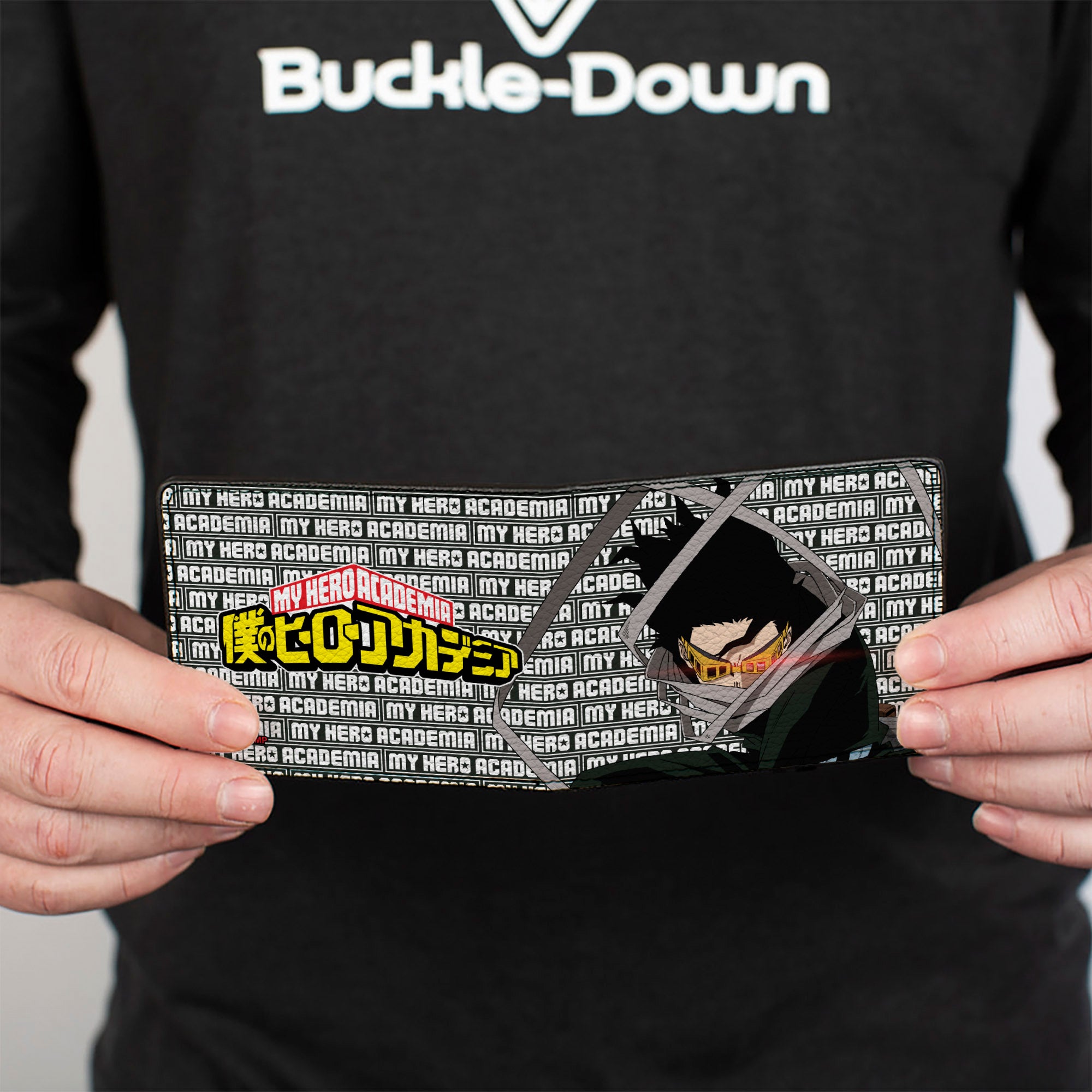 Bi-Fold Wallet - MY HERO ACADEMIA Eraser Head Pose with Text and Title Logo Black/White Bi-Fold Wallets My Hero Academia