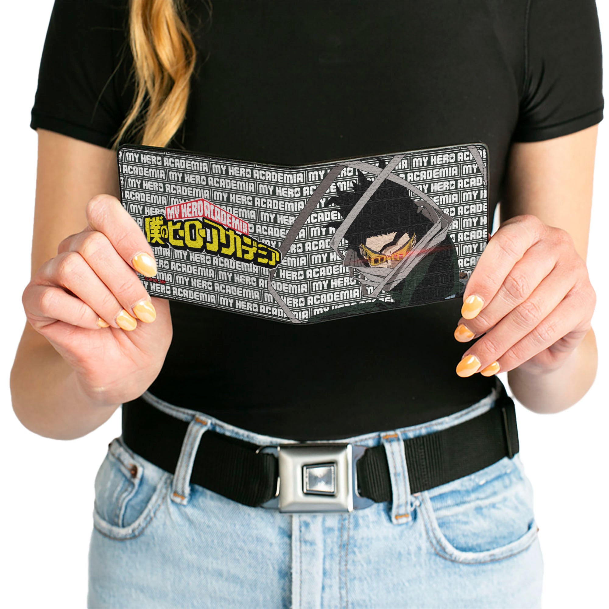 Bi-Fold Wallet - MY HERO ACADEMIA Eraser Head Pose with Text and Title Logo Black/White Bi-Fold Wallets My Hero Academia
