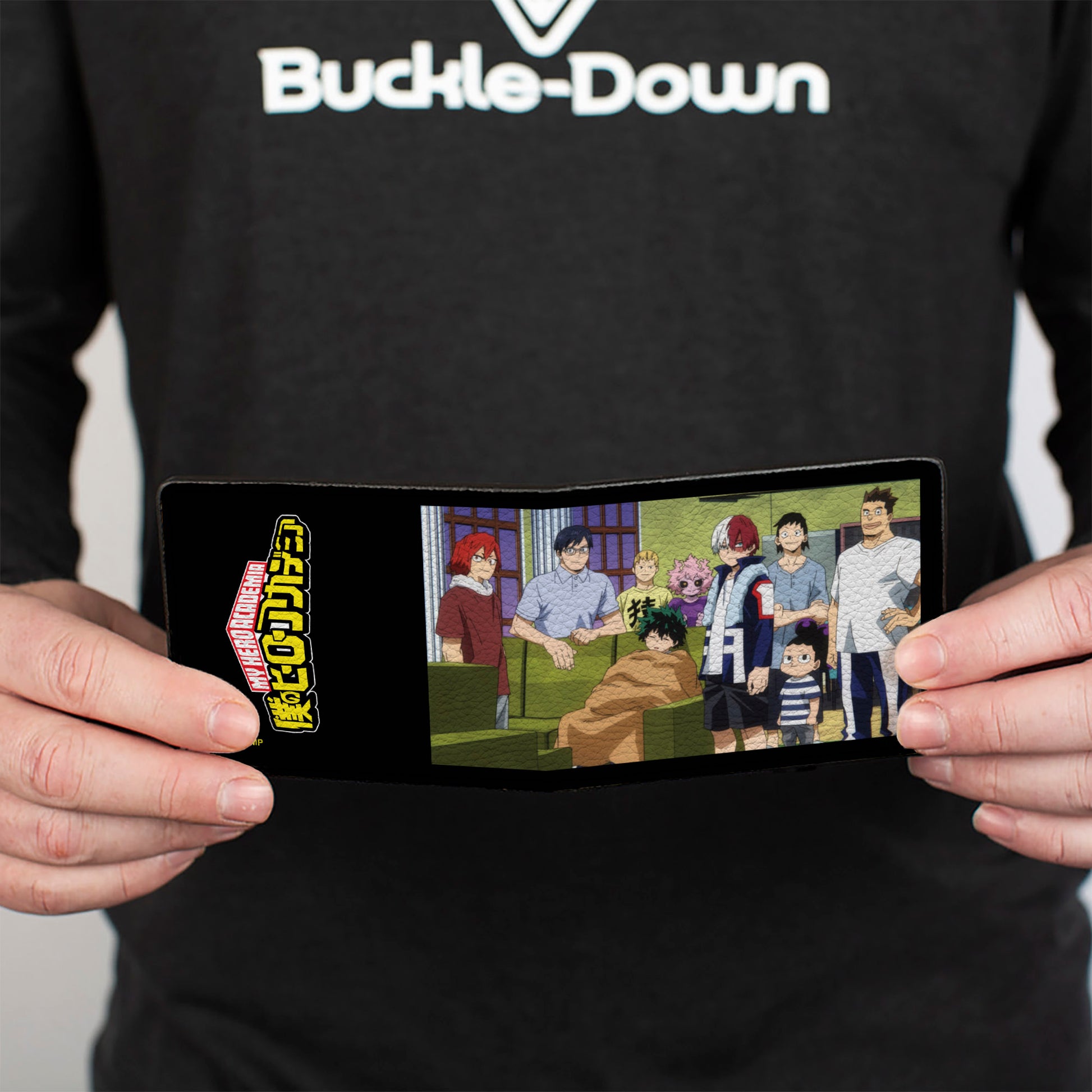 Bi-Fold Wallet - MY HERO ACADEMIA Class 1A Family Scene and Title Logo Black Bi-Fold Wallets My Hero Academia