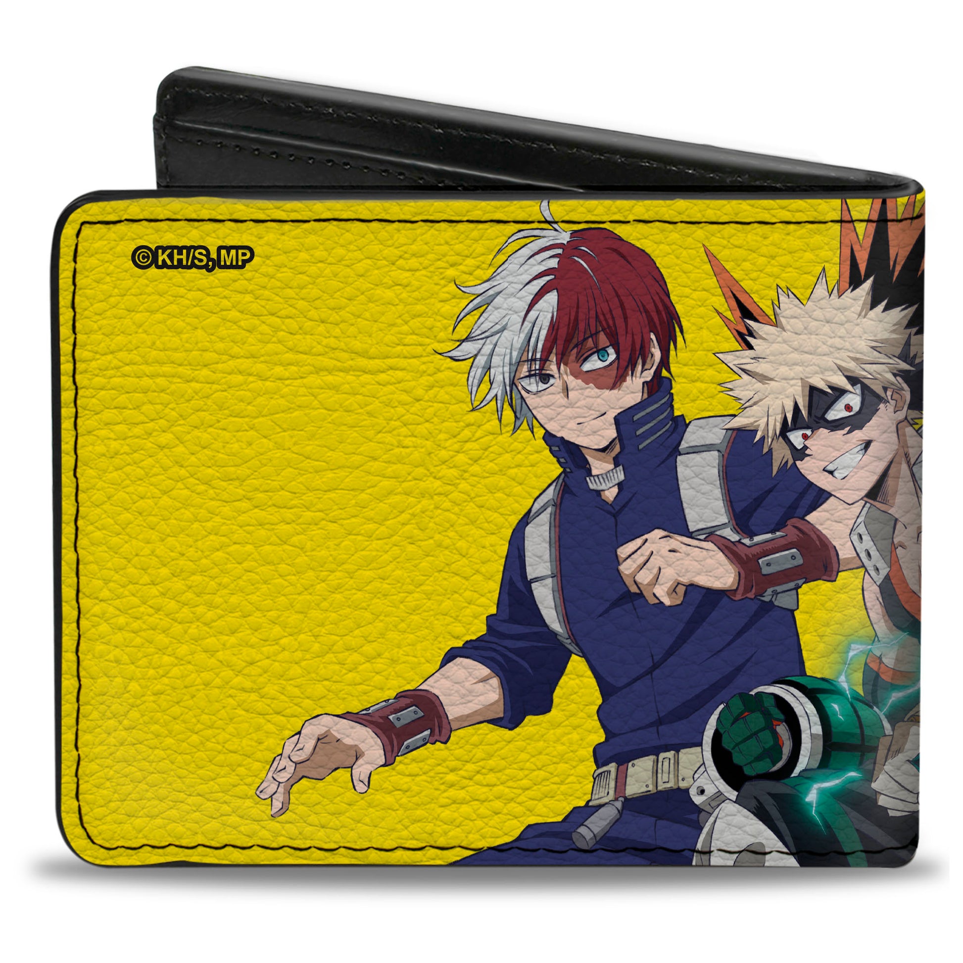 Bi-Fold Wallet - MY HERO ACADEMIA Three Character Group Pose and Title Logo Yellow Bi-Fold Wallets My Hero Academia