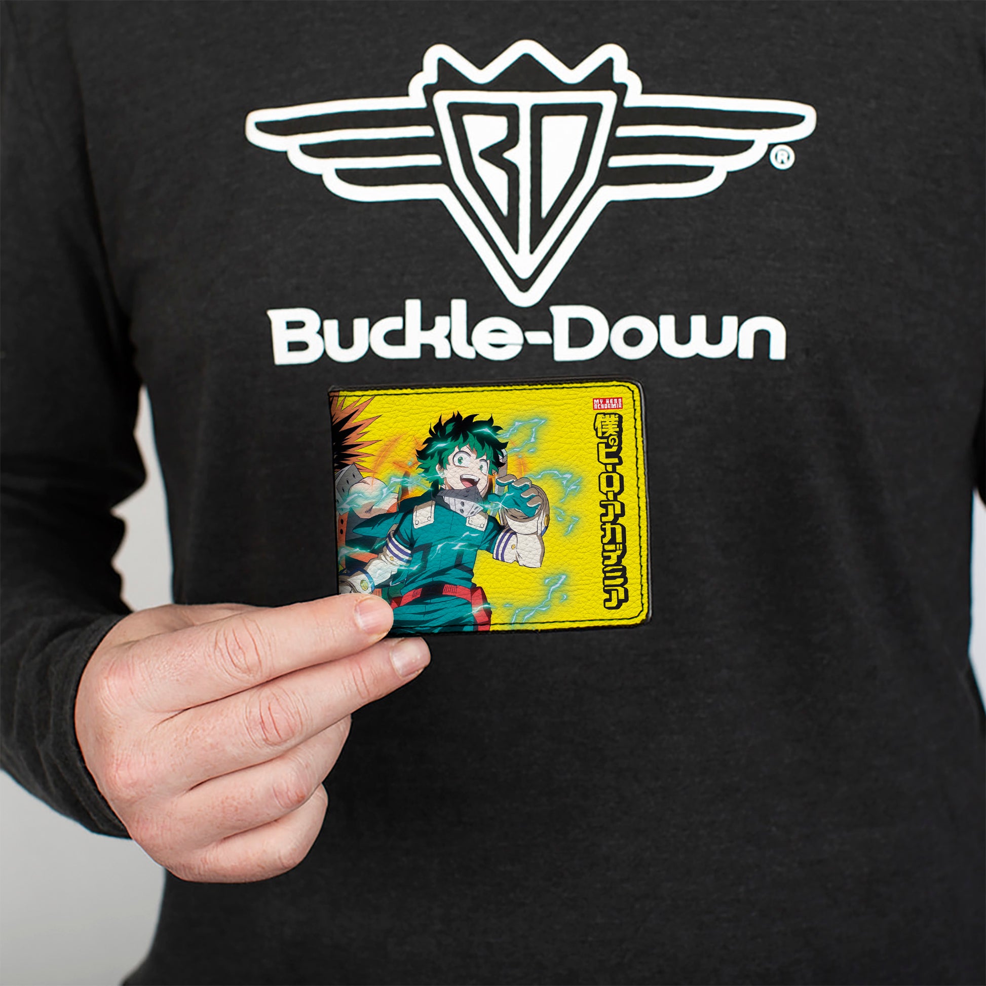 Bi-Fold Wallet - MY HERO ACADEMIA Three Character Group Pose and Title Logo Yellow Bi-Fold Wallets My Hero Academia