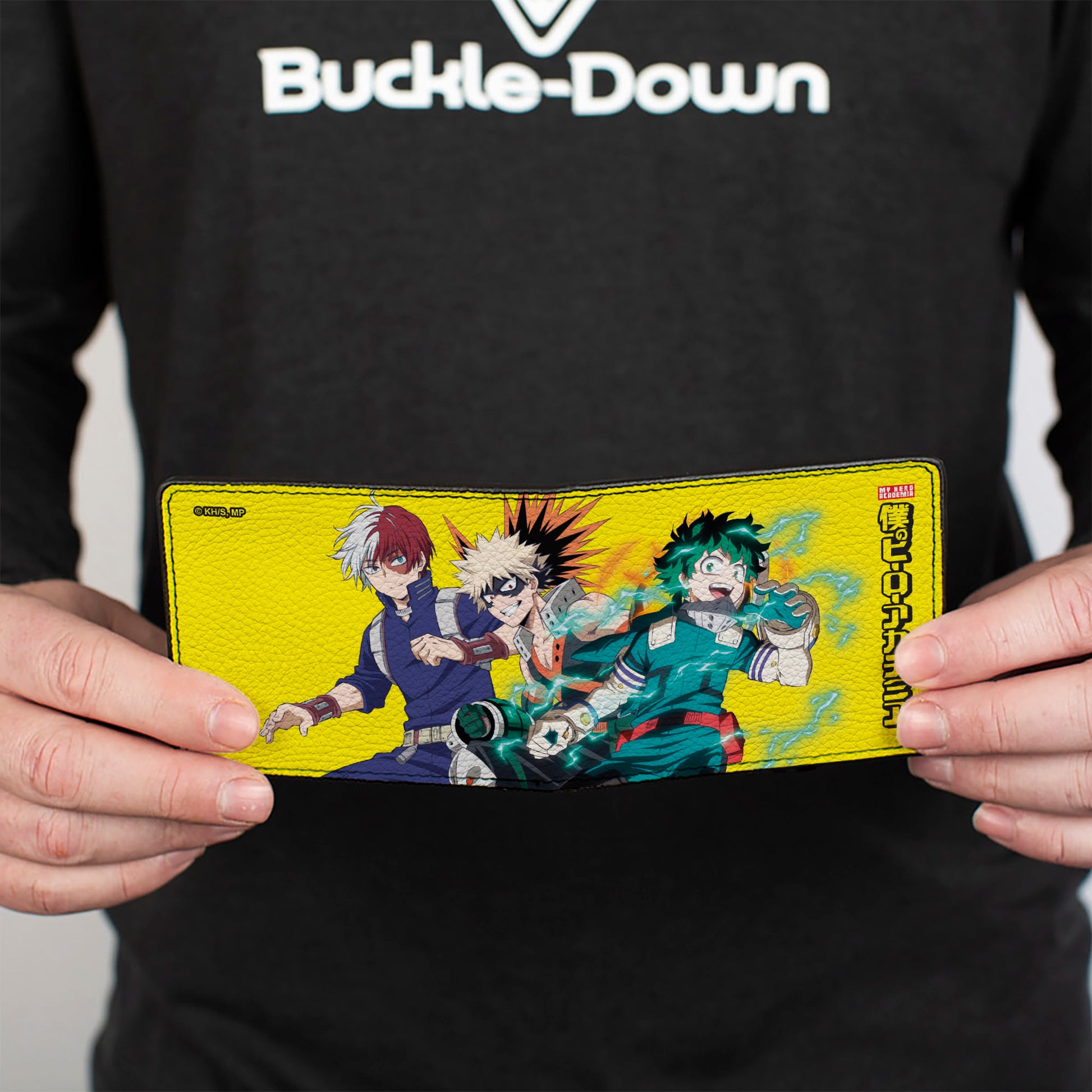 Bi-Fold Wallet - MY HERO ACADEMIA Three Character Group Pose and Title Logo Yellow Bi-Fold Wallets My Hero Academia