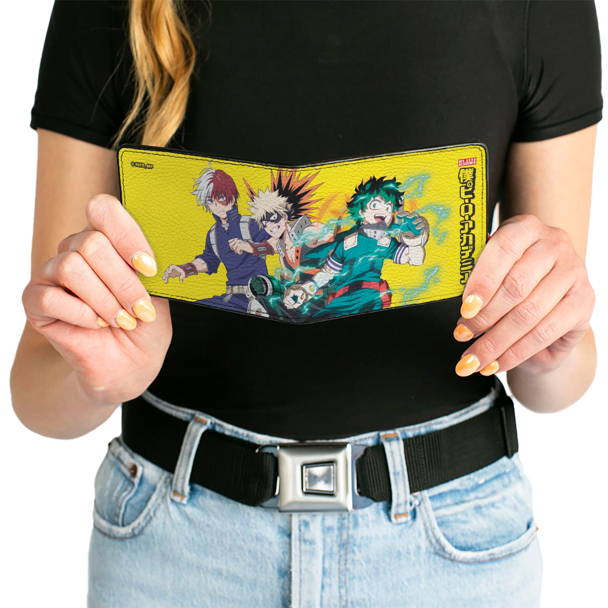 Bi-Fold Wallet - MY HERO ACADEMIA Three Character Group Pose and Title Logo Yellow Bi-Fold Wallets My Hero Academia