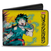Bi-Fold Wallet - MY HERO ACADEMIA Three Character Group Pose and Title Logo Yellow Bi-Fold Wallets My Hero Academia
