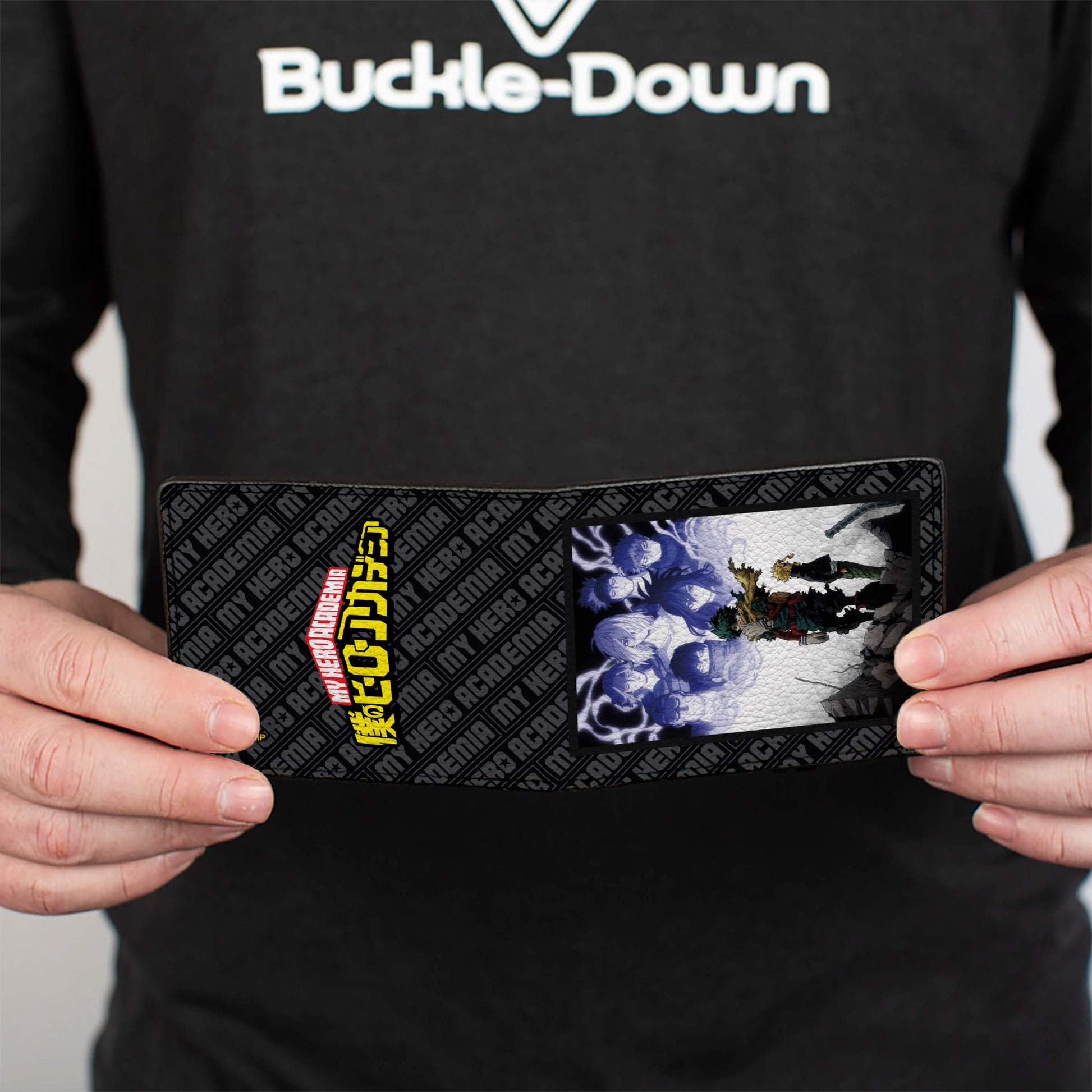 Bi-Fold Wallet - MY HERO ACADEMIA Izuku and All Might Dark Hero Arc and Title Logo Black/Gray Bi-Fold Wallets My Hero Academia