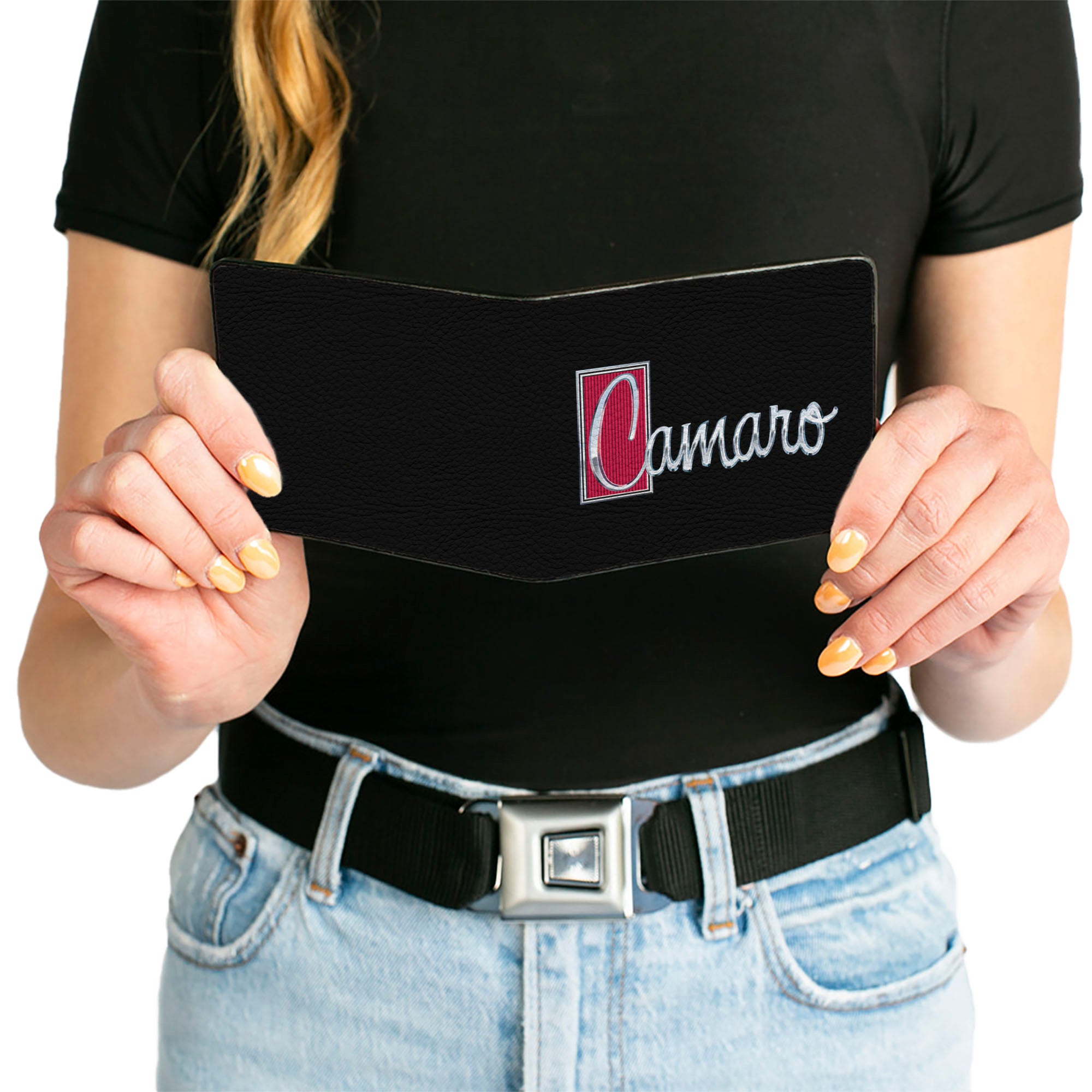 Bi-Fold Wallet - 1972 CAMARO Script Emblem Black Silver Reds Bi-Fold Wallets GM General Motors