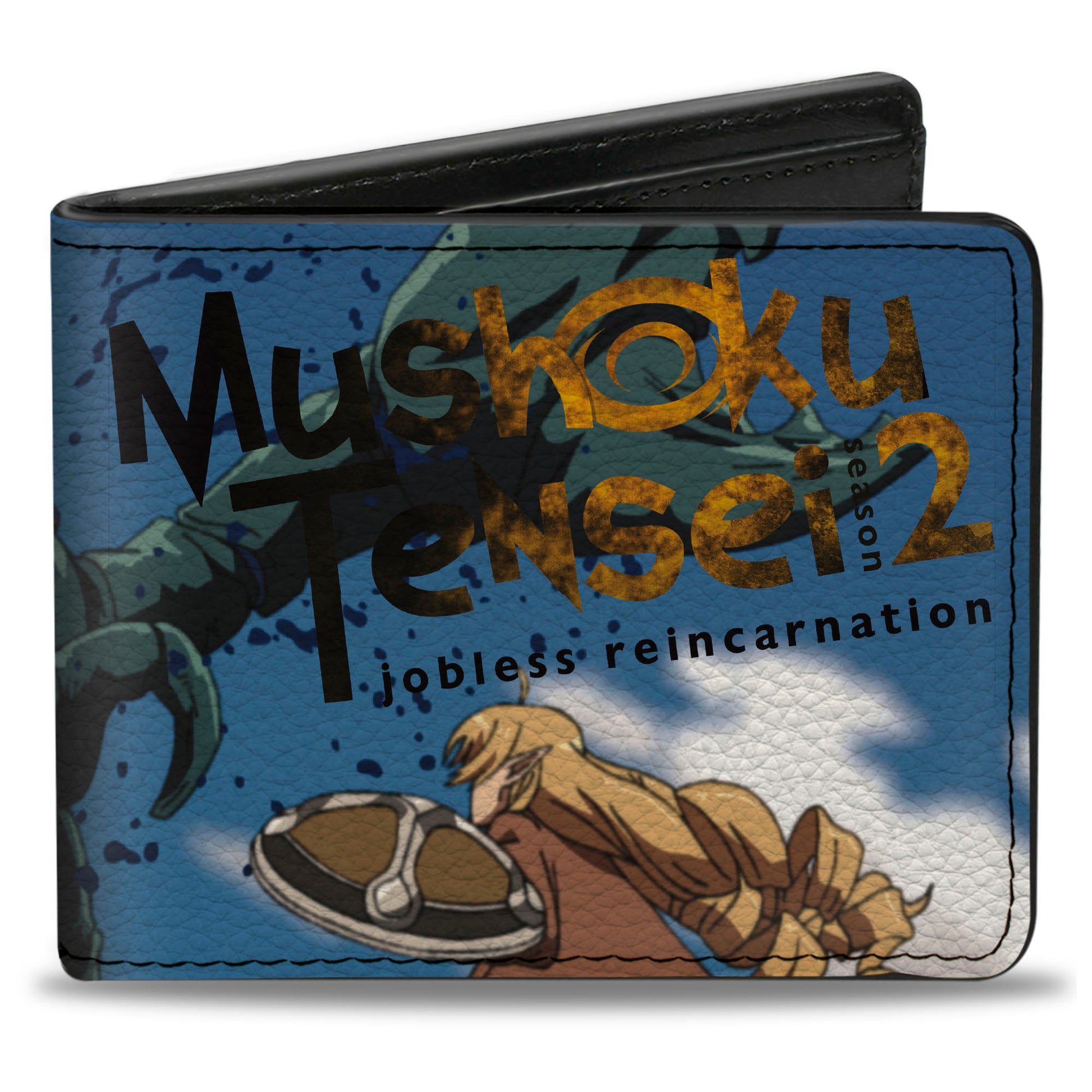 Bi-Fold Wallet - MUSHOKU TENSEI Elinalise Dragonroad Scorpion Battle Scene and Title Logo Bi-Fold Wallets Mushoku Tensei Jobless Reincarnation