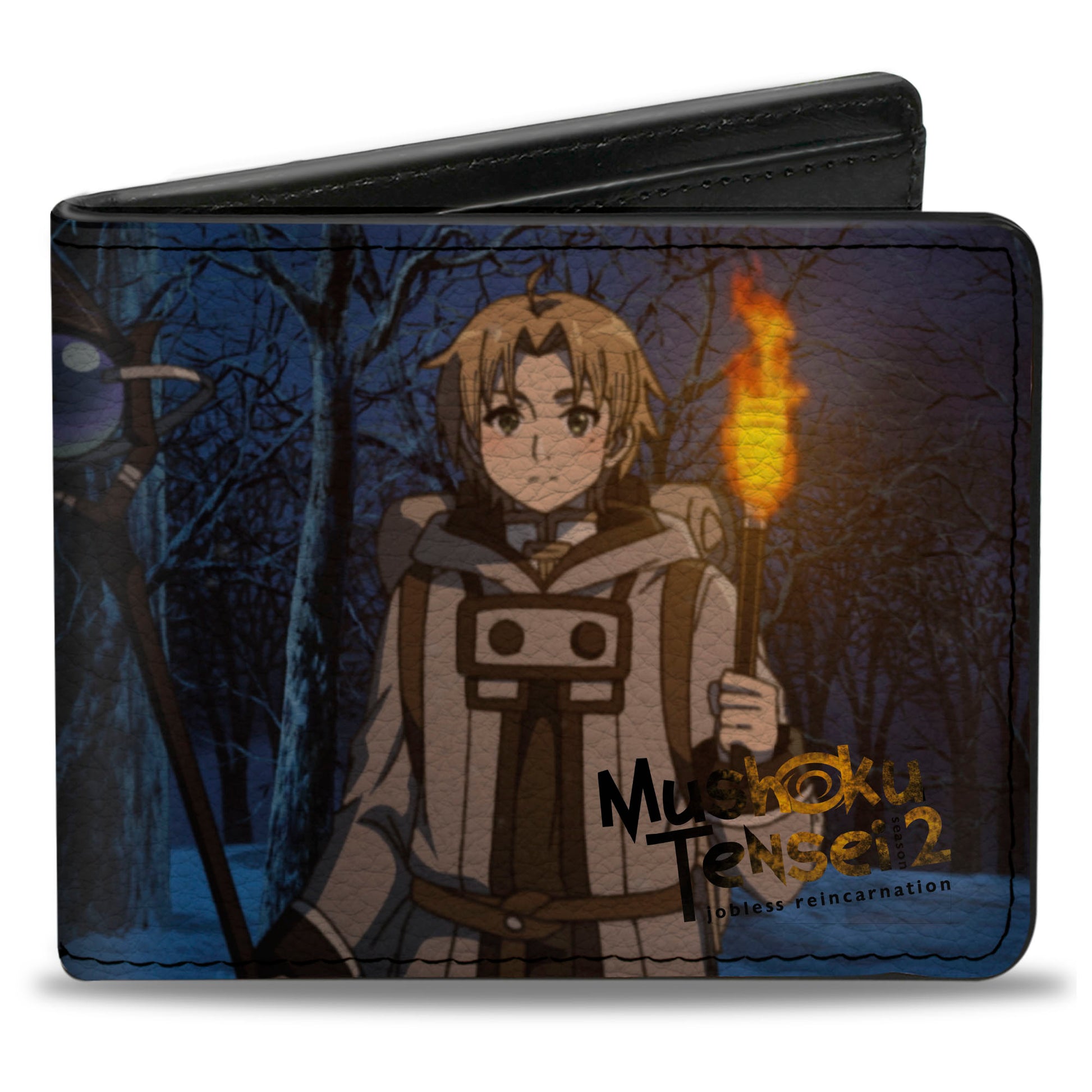 Bi-Fold Wallet - Mushoku Tensei Rudeus Greyrat with Torch in Forest Scene Bi-Fold Wallets Mushoku Tensei Jobless Reincarnation