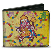 Bi-Fold Wallet - Candy Land Kandy King Game Path Pose and Characters Yellow/Multi Color Bi-Fold Wallets Candy Land