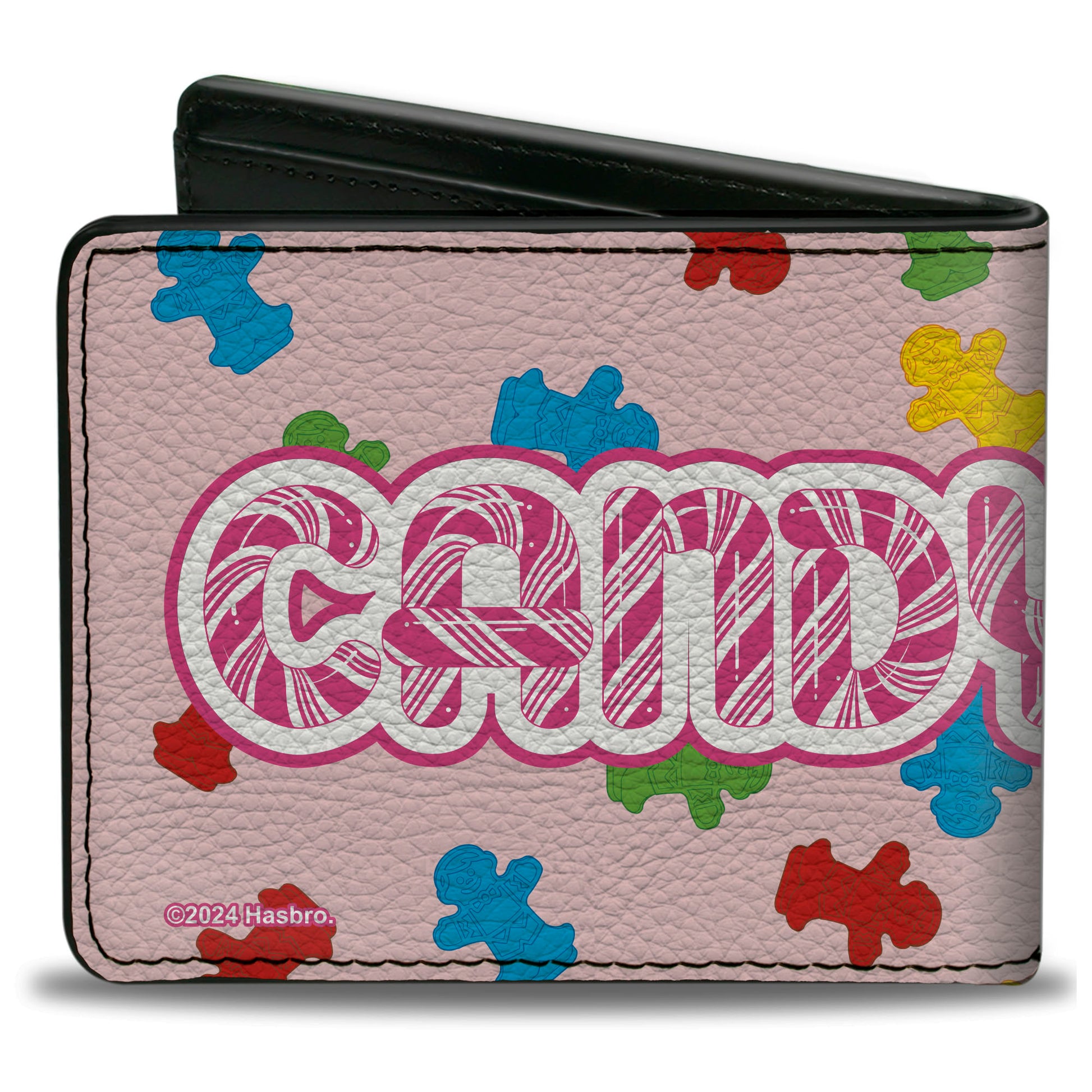 Bi-Fold Wallet - CANDYLAND Title Logo and Gingerbread Token Icons Scattered Pink Bi-Fold Wallets Candy Land