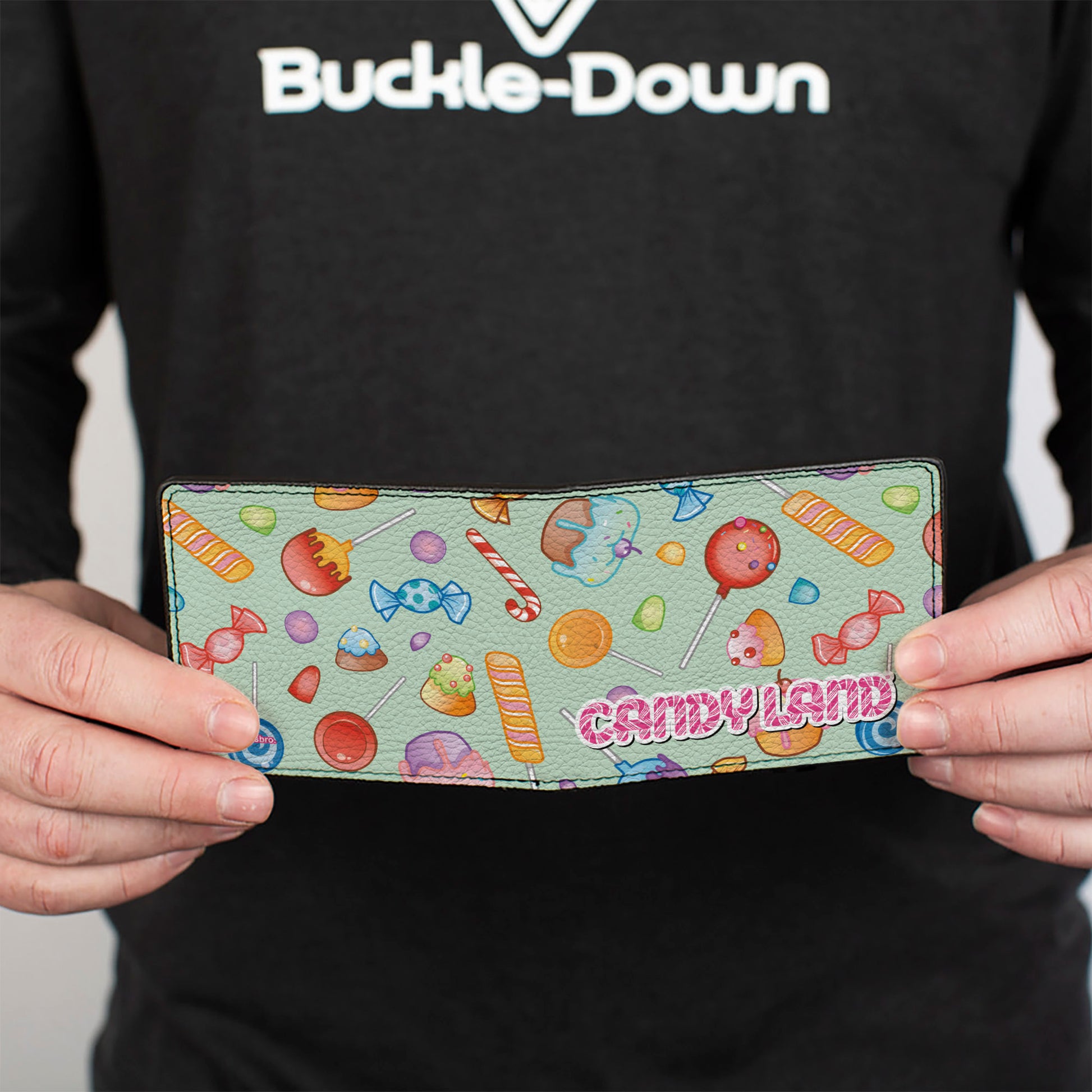 Bi-Fold Wallet - CANDY LAND Title Logo and Candy Collage Mint Green Bi-Fold Wallets Candy Land