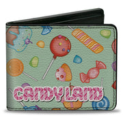 Bi-Fold Wallet - CANDY LAND Title Logo and Candy Collage Mint Green Bi-Fold Wallets Candy Land