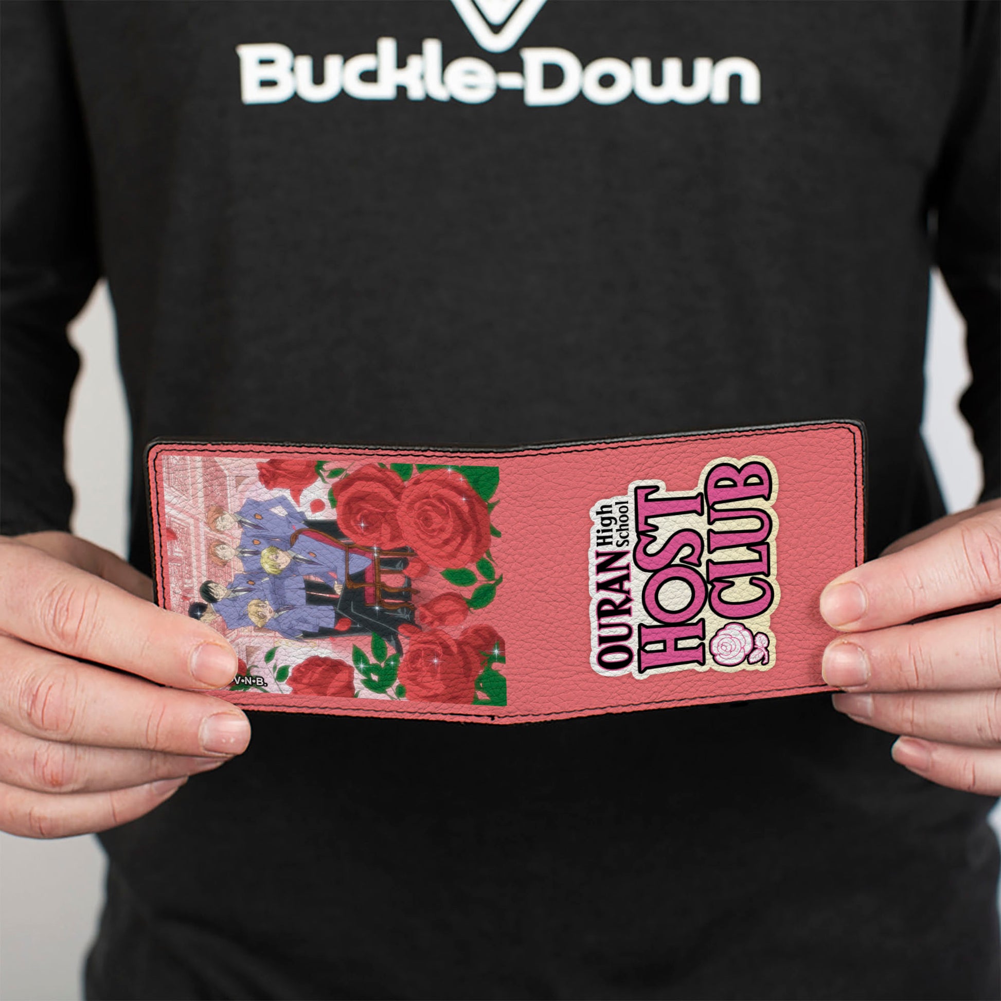 Bi-Fold Wallet - OURAN HIGH SCHOOL HOST CLUB Red Roses Character Group Pose and Title Logo Pinks Bi-Fold Wallets Ouran High School Host Club