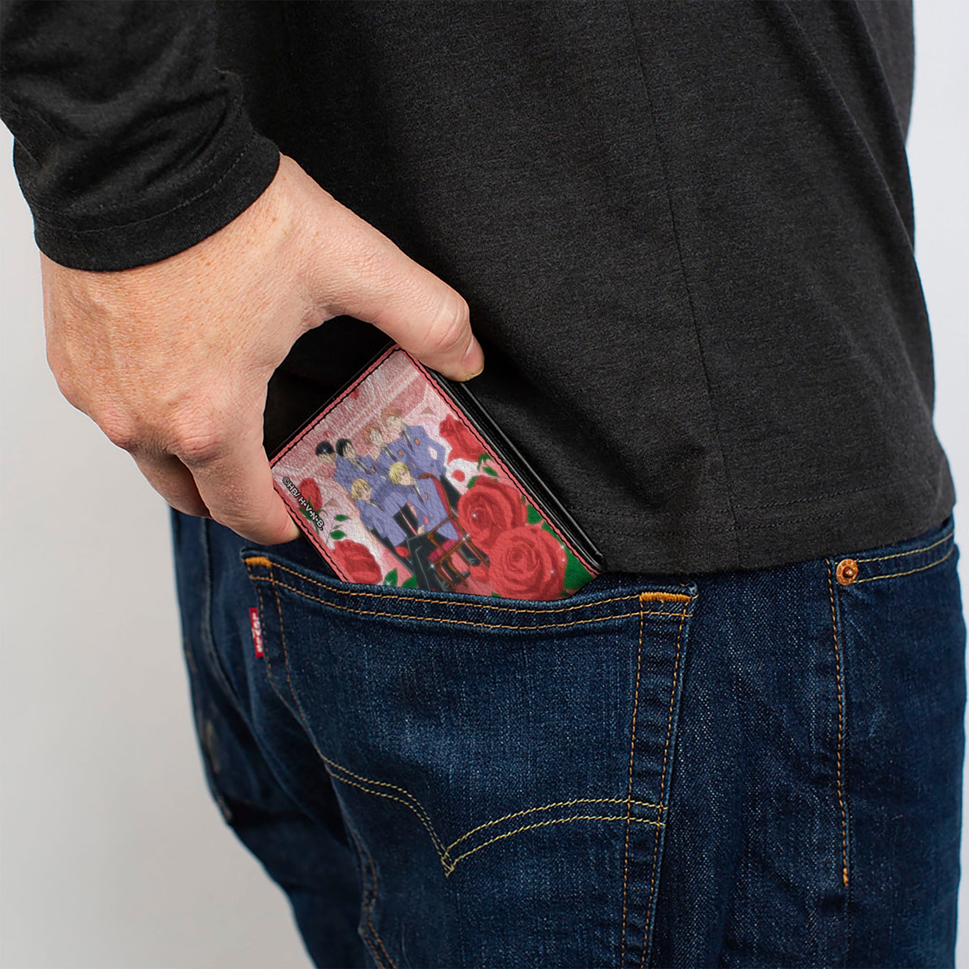 Bi-Fold Wallet - OURAN HIGH SCHOOL HOST CLUB Red Roses Character Group Pose and Title Logo Pinks Bi-Fold Wallets Ouran High School Host Club