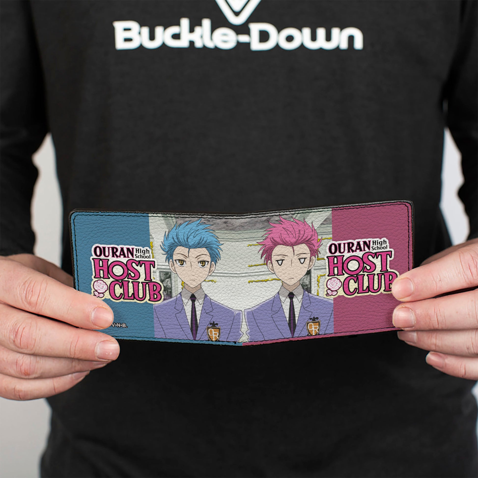 Bi-Fold Wallet - OURAN HIGH SCHOOL HOST CLUB Hitachiin Twins Split and Title Logo Blue/Pink Bi-Fold Wallets Ouran High School Host Club