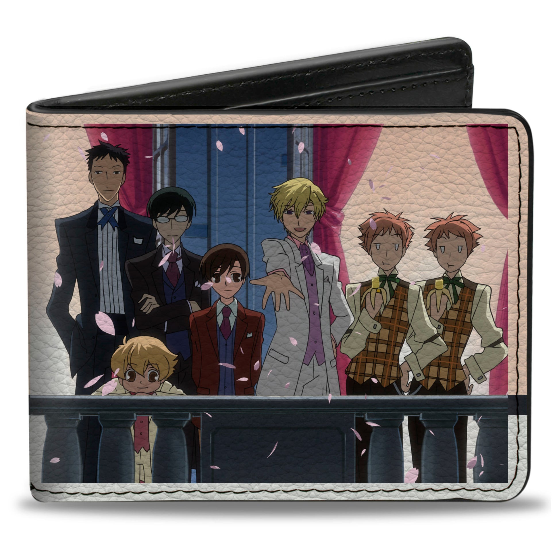 Bi-Fold Wallet - OURAN HIGH SCHOOL HOST CLUB Balcony Group Pose and Title Logo White Bi-Fold Wallets Ouran High School Host Club