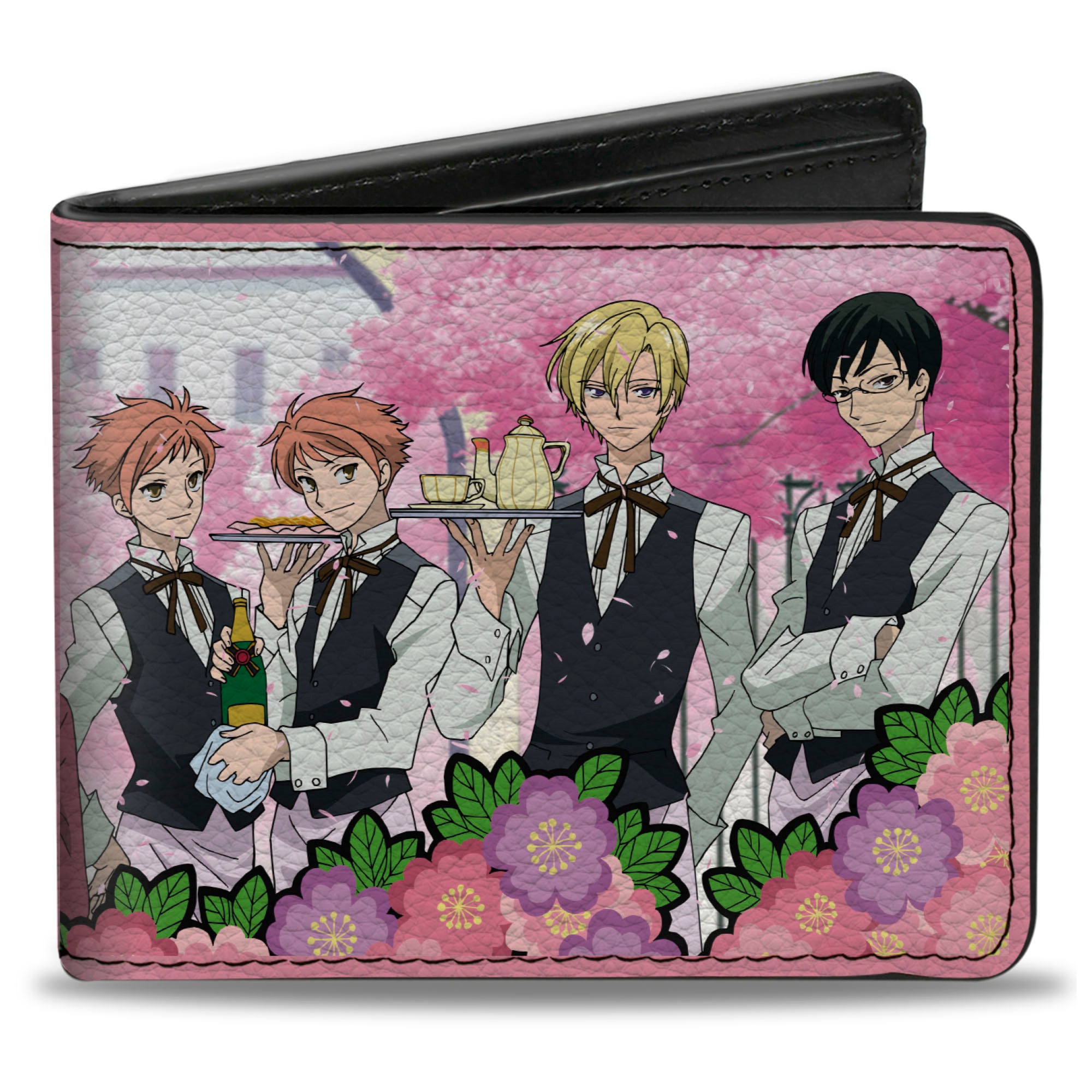 Bi-Fold Wallet - OURAN HIGH SCHOOL HOST CLUB Butler Group Pose and Title Logo Pinks Bi-Fold Wallets Ouran High School Host Club