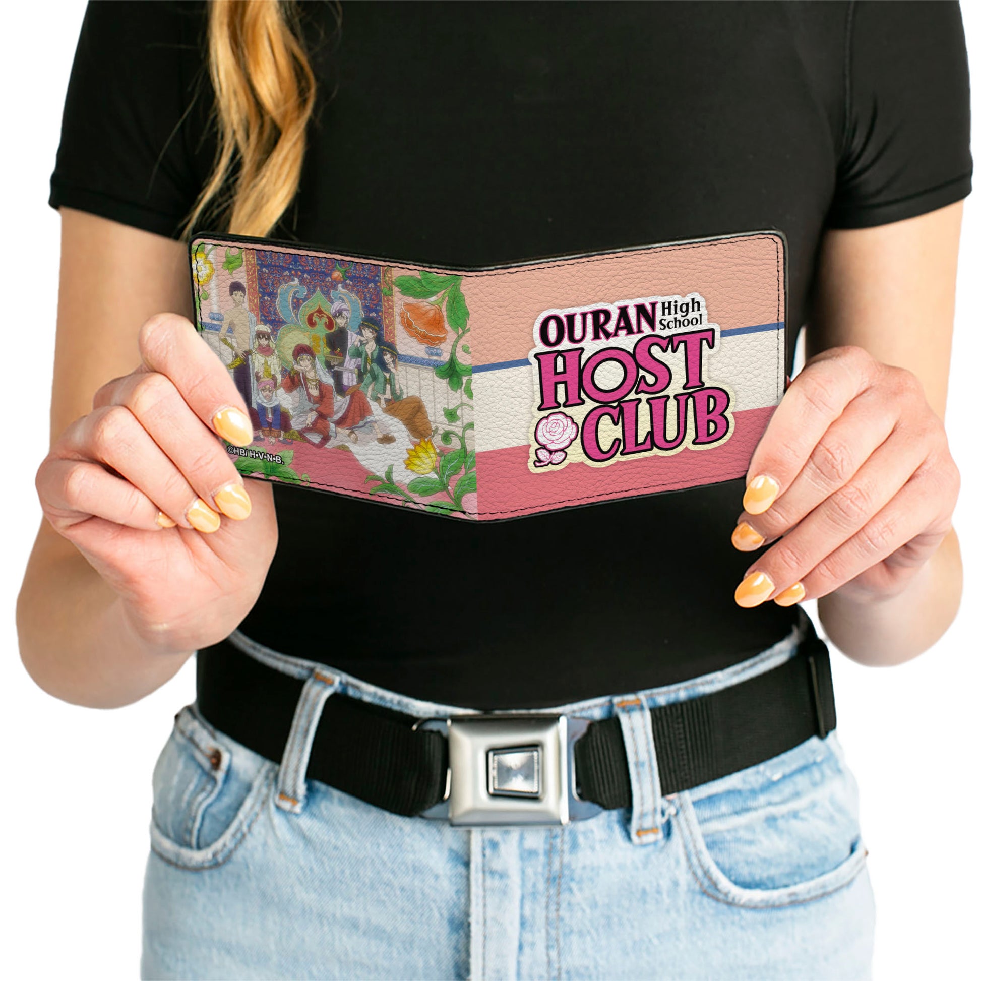 Bi-Fold Wallet - OURAN HIGH SCHOOL HOST CLUB Arabian Palace Group Pose and Title Logo Pinks Bi-Fold Wallets Ouran High School Host Club