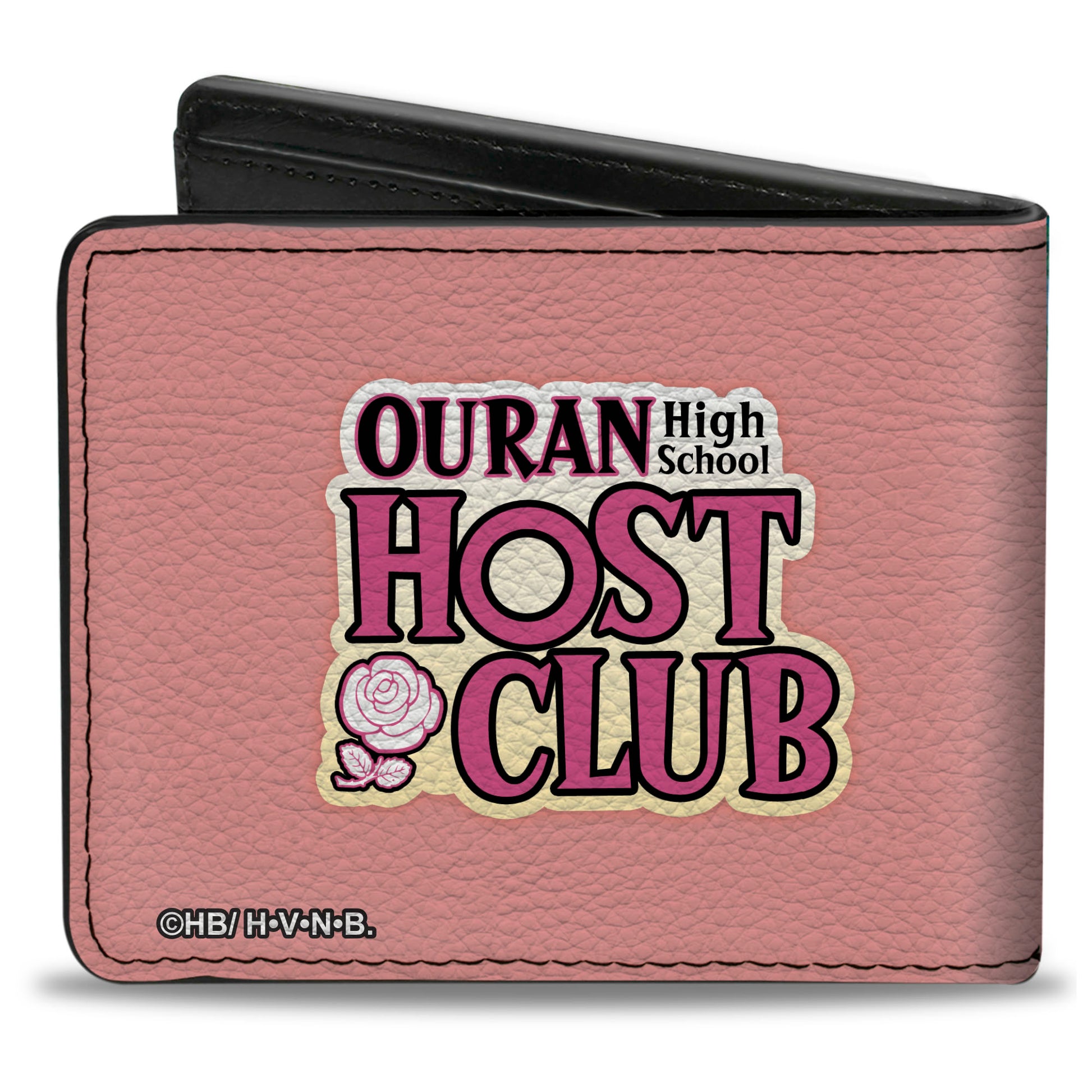 Bi-Fold Wallet - OURAN HIGH SCHOOL HOST CLUB Beach Run Group Pose and Title Logo Pink Bi-Fold Wallets Ouran High School Host Club