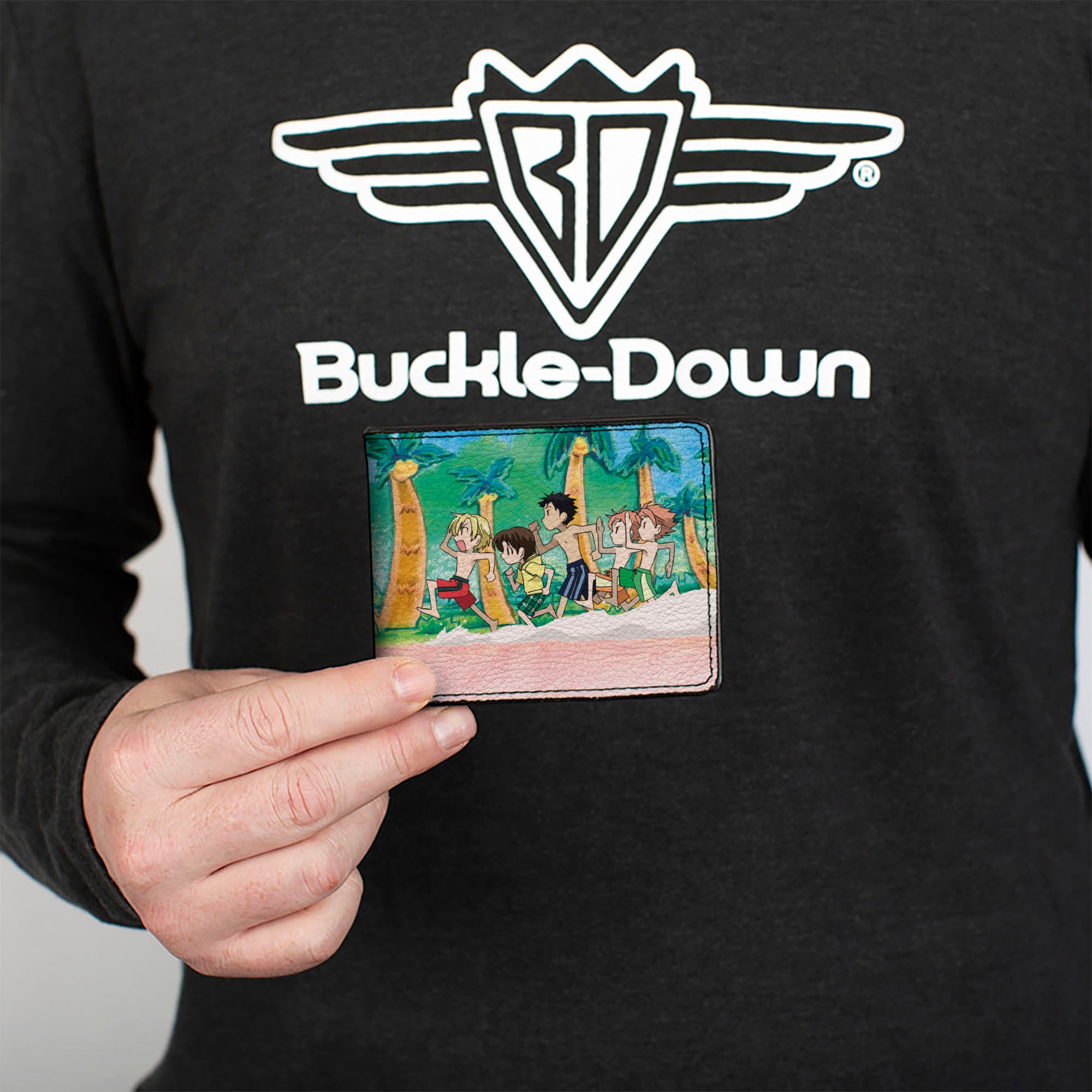 Bi-Fold Wallet - OURAN HIGH SCHOOL HOST CLUB Beach Run Group Pose and Title Logo Pink Bi-Fold Wallets Ouran High School Host Club